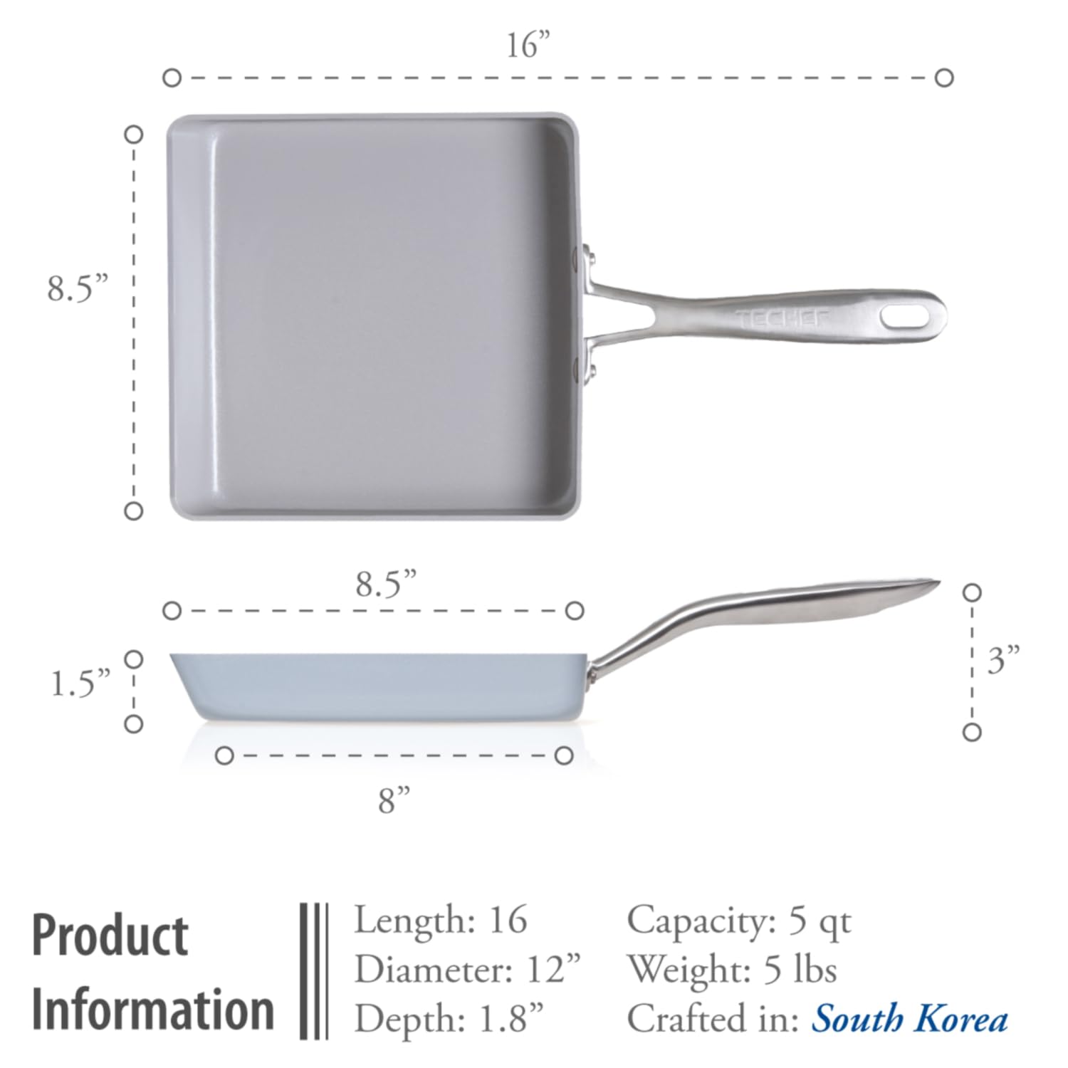 Techef - Ceraterra Ceramic Nonstick Tamagoyaki Japanese Omelette Pan/Egg Pan Skillet, (Ptfe, Pfas, And Pfoa Free), Induction-Rea