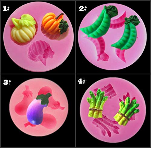 4 Pcs Mini Vegetables Pumpkin Eggplant Peas String Beans Asparagus For Diy Cake Fondant Baking Biscuit Tray 3D Hard Candies Dess