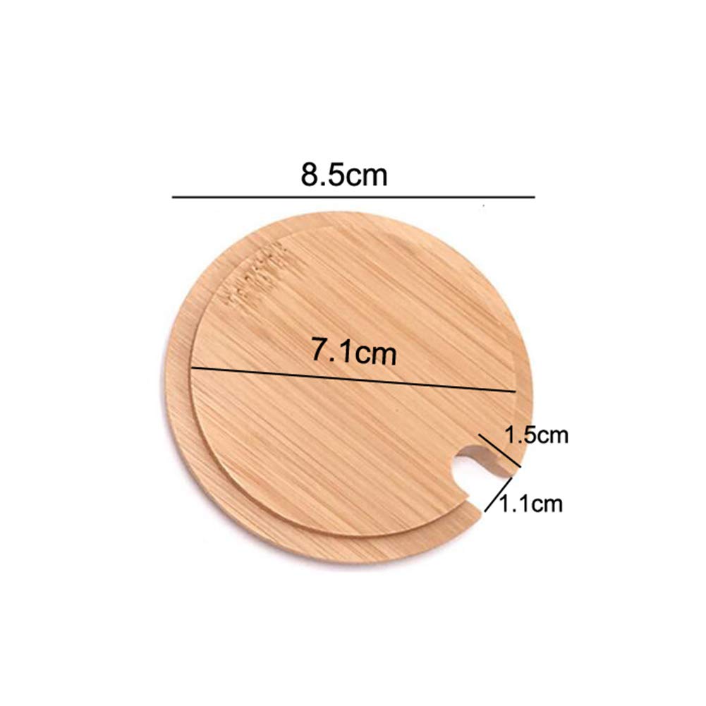 4Pcs Natural Bamboo Mug Lids With Spoon Hole Regular Mouth Mug Cover Heat Resistant Decorative Bamboo Lids Compatible Cup Lid Fo