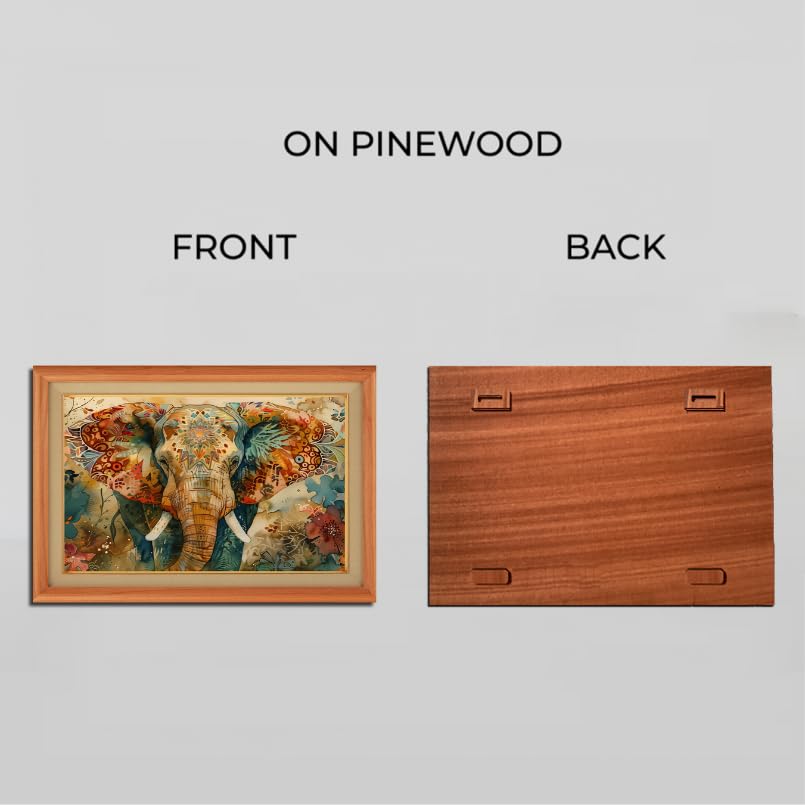 Chalk My Theme Traditional And Auspicious Elephant Wood Print Wall Art 23X18 Inches Home Decor, Living Room, Bedroom, Cafe, Room