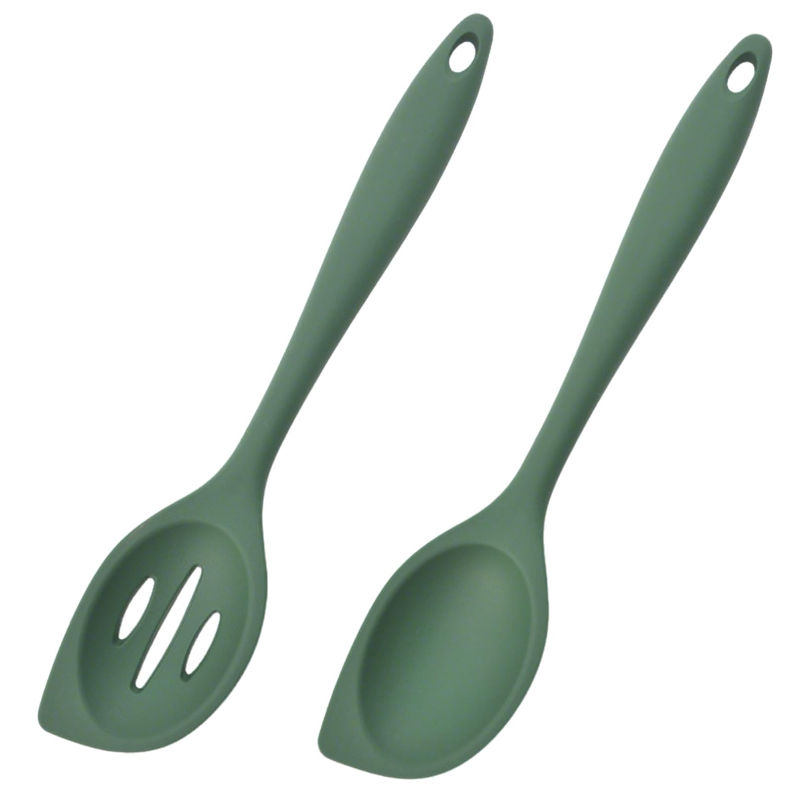 2Pieces Silicone Cooking Spoon Spatula, Large Serving Spoons For Solid And Slotted, Heat Resistant NonStick Silicone Cooking U