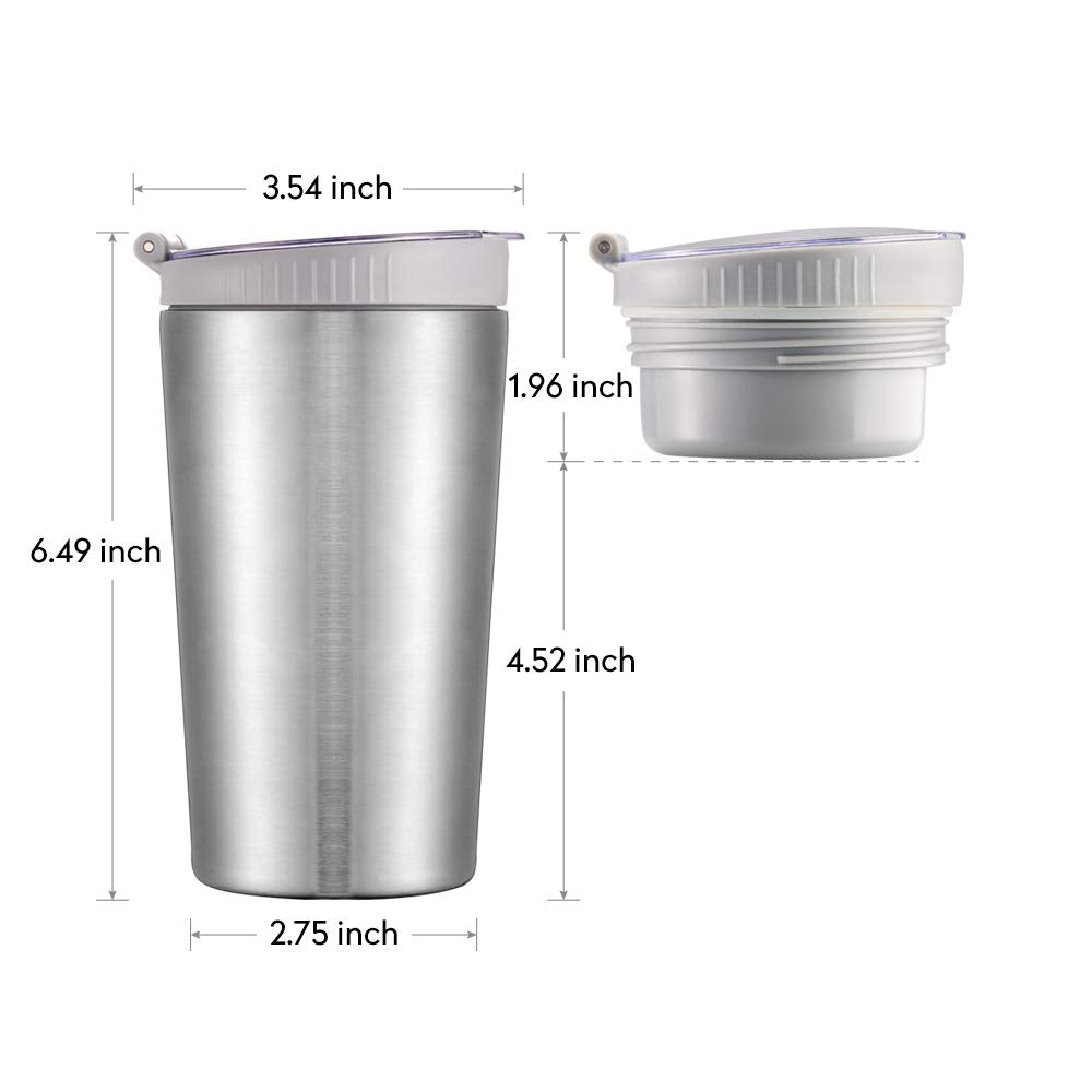 Jivililm Snack Tumbler With Lid And Straw, Stainless Steel Insulated 2-In-1 Travel Coffee Mug, Water Bottle With Snack Cup (Roya