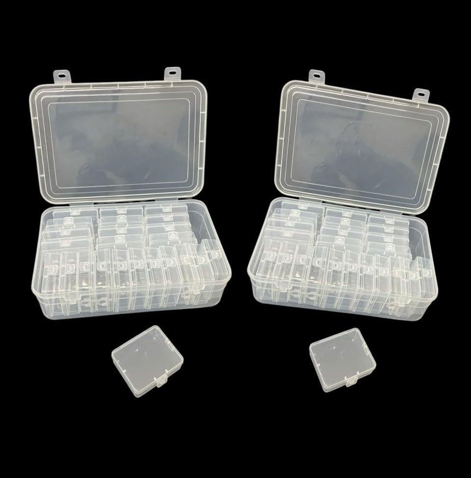 Urbaa Plastic Storage Box Set, 50 Pieces, Clear Containers With Locking Lids, 2 Big Containers With 48 Small Boxes For Jewellery