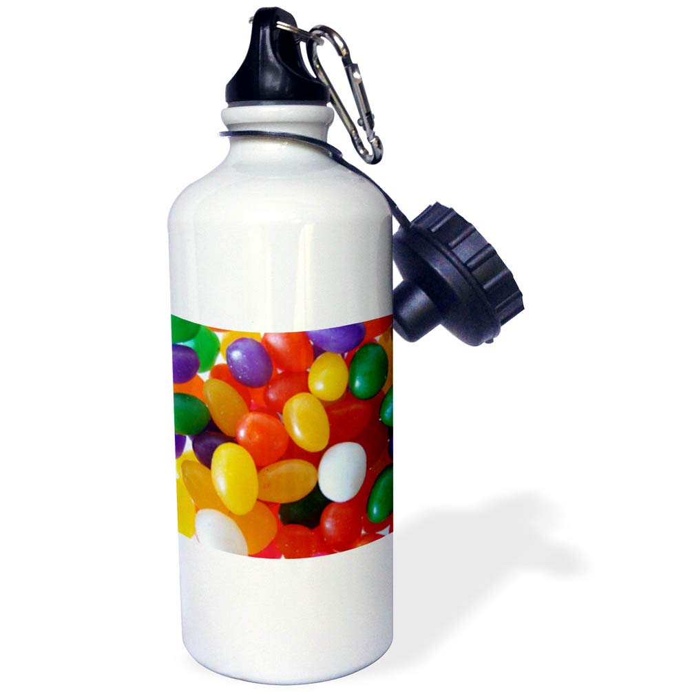 3dRose Jumping Jelly Beans Sports Water Bottle, 21 oz, White