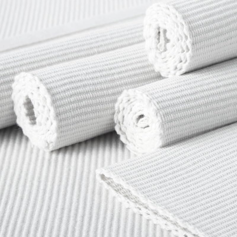 Encasa Ribbed Table Placemats (Set Of 6) - Solid Off White | 19''X13'' | Over 20 Modern Colors & Woven Designs - Washable Cloth
