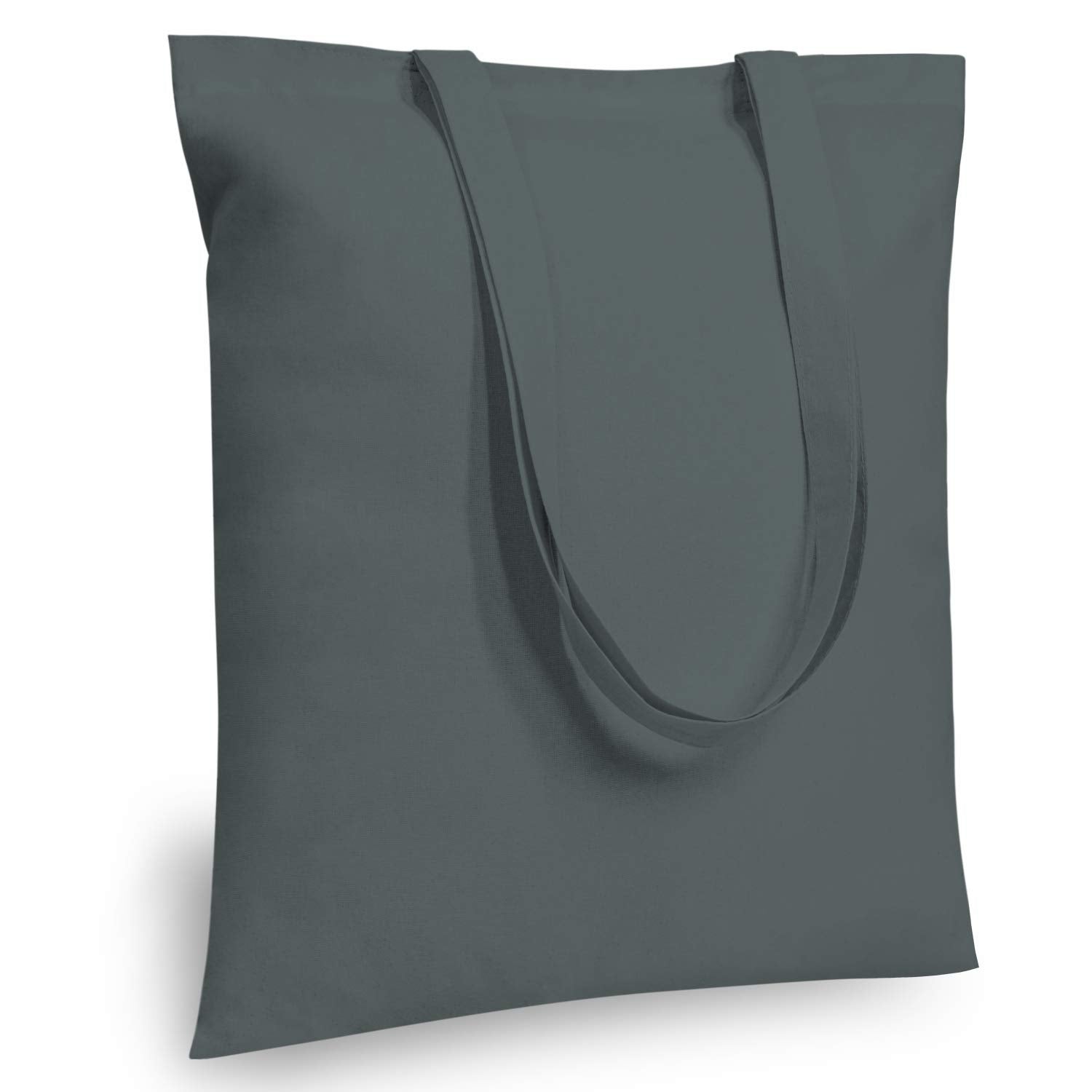 TOPDesign 12-Pack Economical 16x15 Grey Cotton Tote Bag, Lightweight Medium Reusable Grocery Shopping Cloth Bags, Suitable for D
