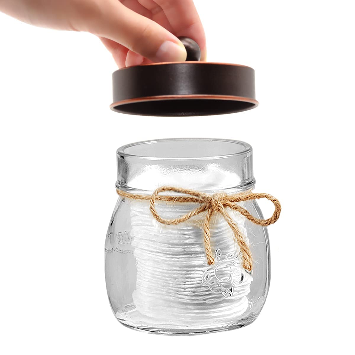 Amolliar Mason Jar Bathroom Storage Organizer -Oil Rubbed Bronze- Rustic Farmhouse Decor Bathroom Accessories - Qtip Holder Disp