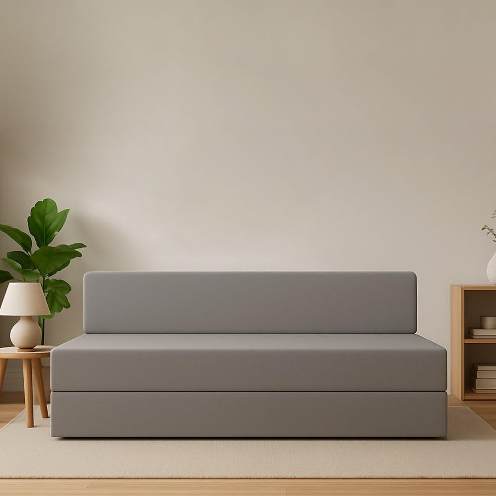 Adorn India Easy Decent 4 Seater Sofa Cum Bed 6X6 (Grey)