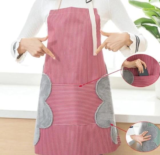 S Cart Pvc Waterproof Kitchen Apron With Front Pocket And Side Coral Velvet For Wiping Hands Unisexn Pack Of 1