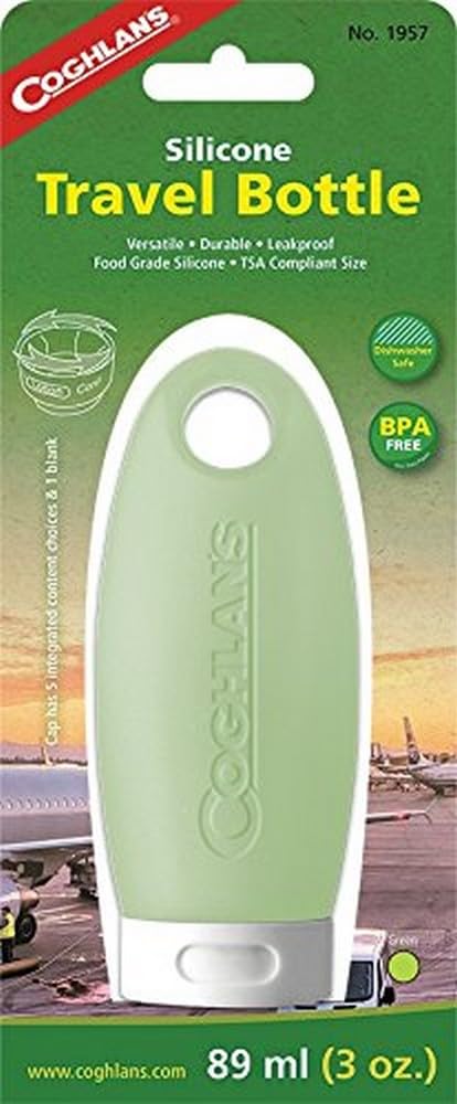 Coghlans Travel Bottles, Refillable, Leakproof, BPA-Free, Compact Silicone Containers for Toiletries, TSA-Approved for Carry-On