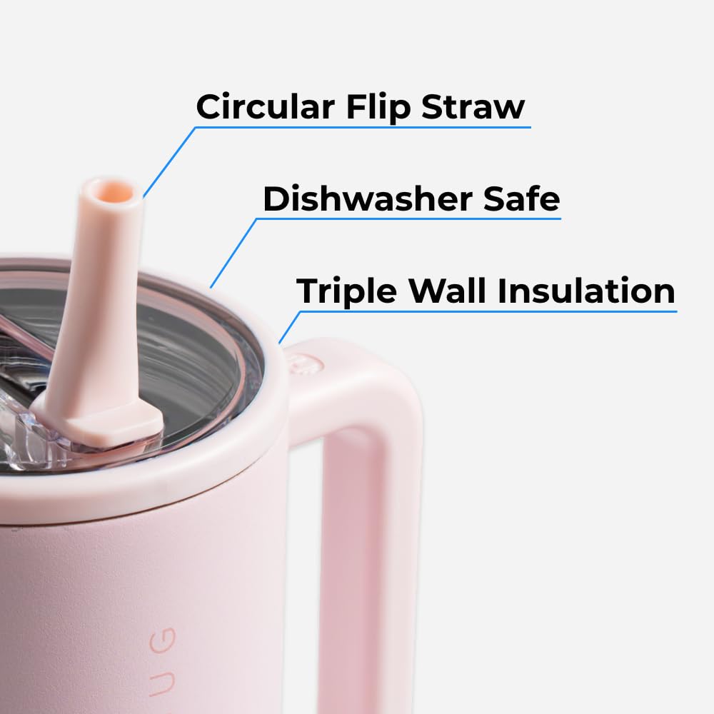 HydroJug 40 oz Water Bottle - Stainless Steel, Pink Sand, Leak Resistant, Fits Cup Holder, Model CUPPNK
