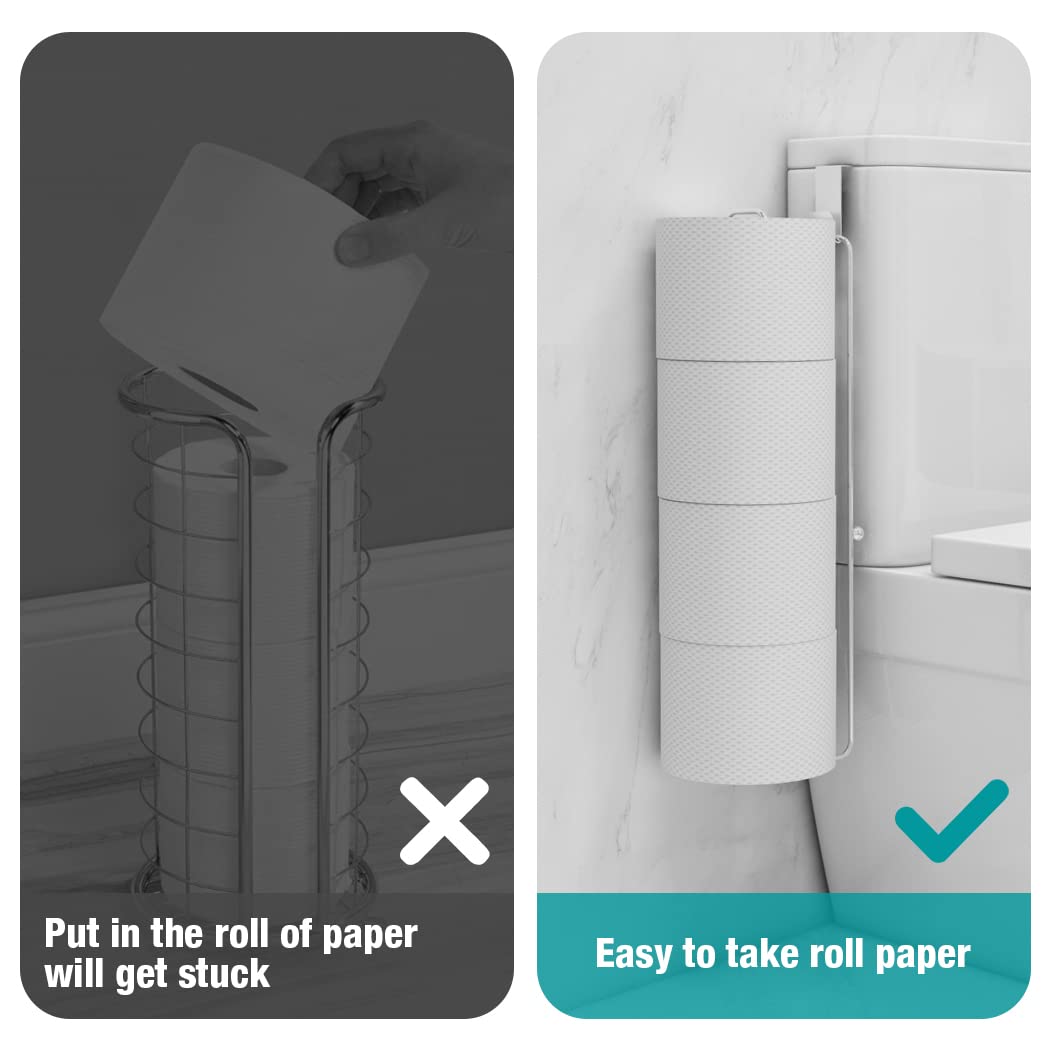 Conworld Toilet Paper Holder Wall Mount Brushed Nickel for 4 Roll Tissue  1 Pack Bathroom Toilet Paper Storage Over The Tank  Stainless Steel Rustproof Bathroom Toilet Paper Roll Holder Stand