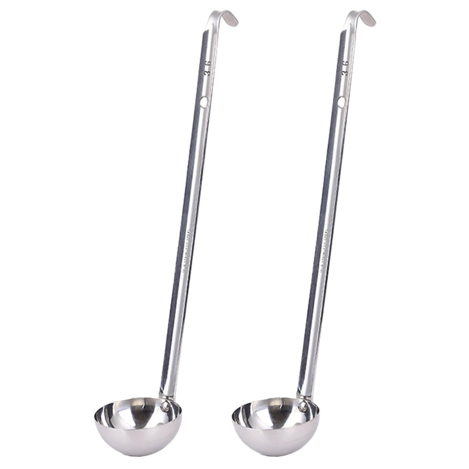 2pcs Stainless Steel Soup Ladles with Hook, Long Handle Serving Spoon