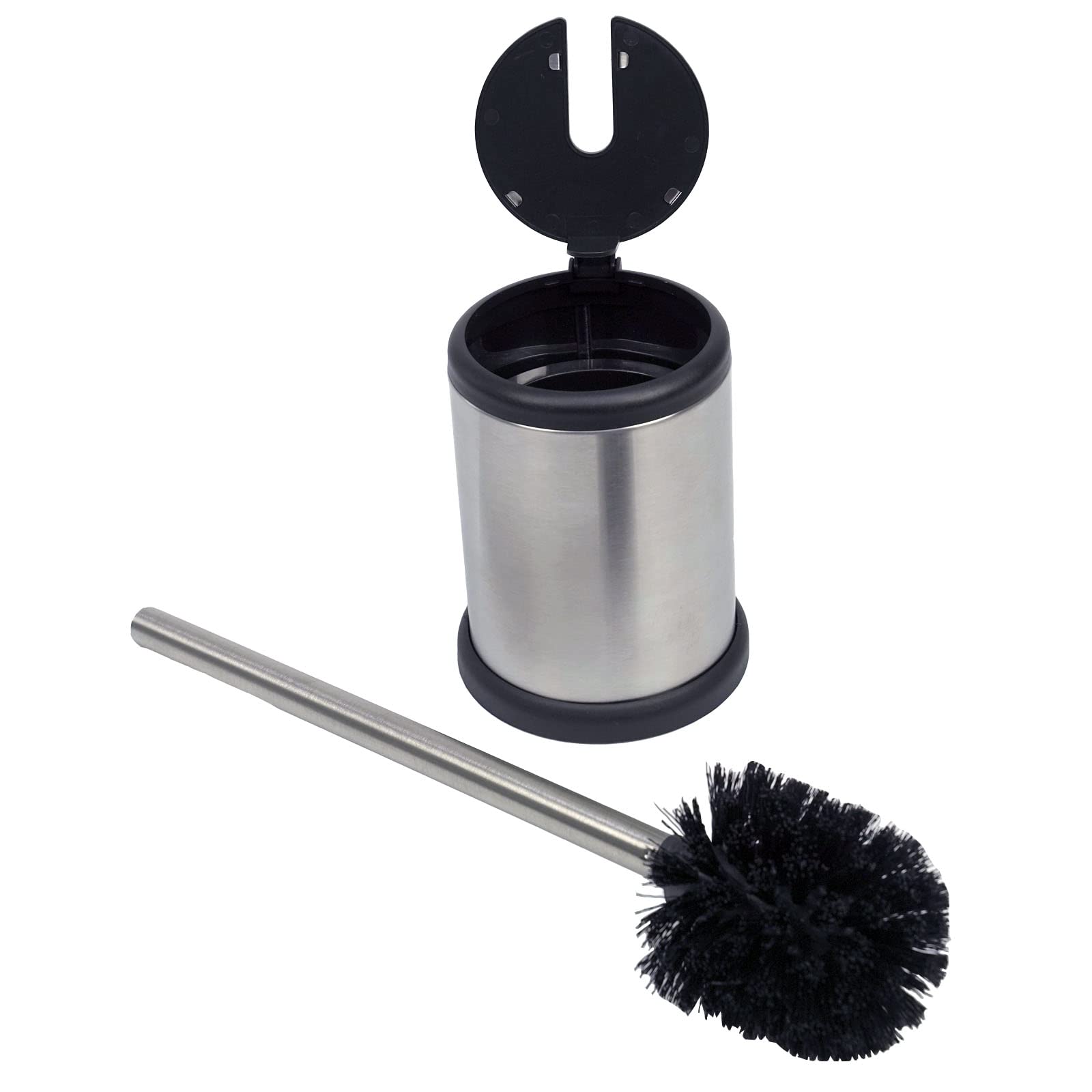 Casaphoria Stainless Steel Toilet Bowl Brush And Holder Set For Deep Cleaning,Bowl Scrubber Brush With Lid For Bathroom,Deluxe F