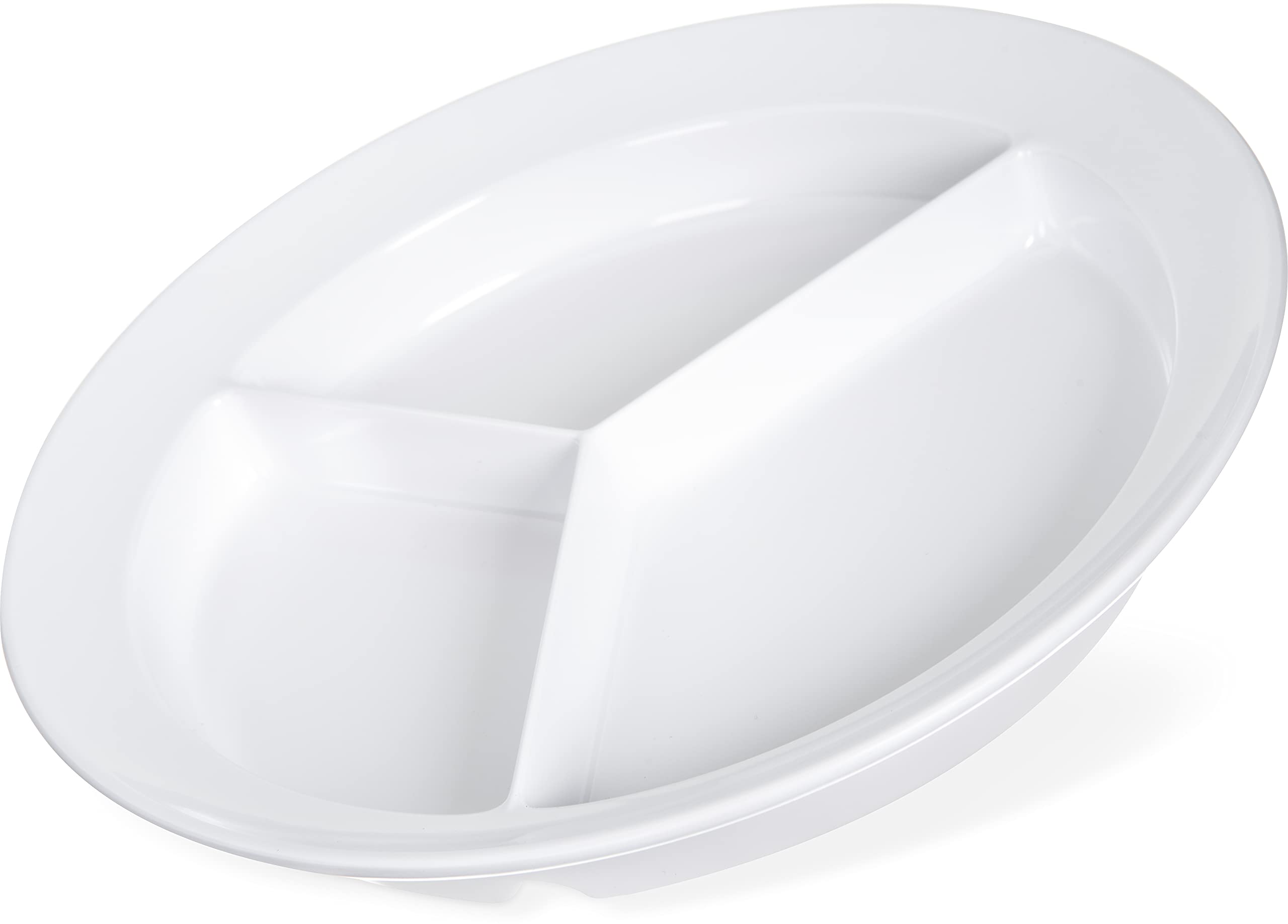 Carlisle Foodservice Products Kingline Divided Plate Deep Compartment Plate With 3 Compartments For Home And Restaurant, Melamin