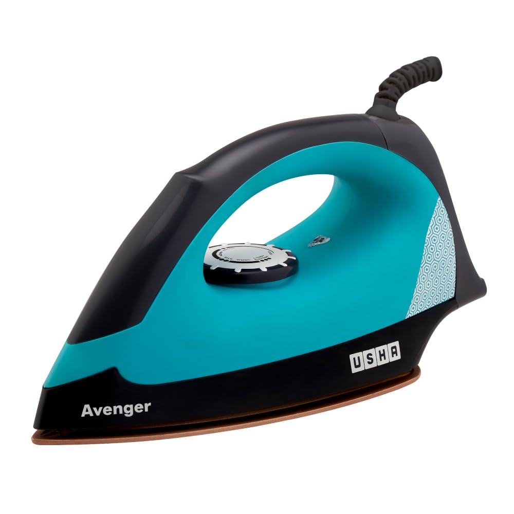 Usha Avenger 1.5 Kg Heavy Weight Dry Iron| 1100W| Non-Stick Coated Sole Plate For Easy Gliding & Long Life| 1.8 M Long Cord| Dua