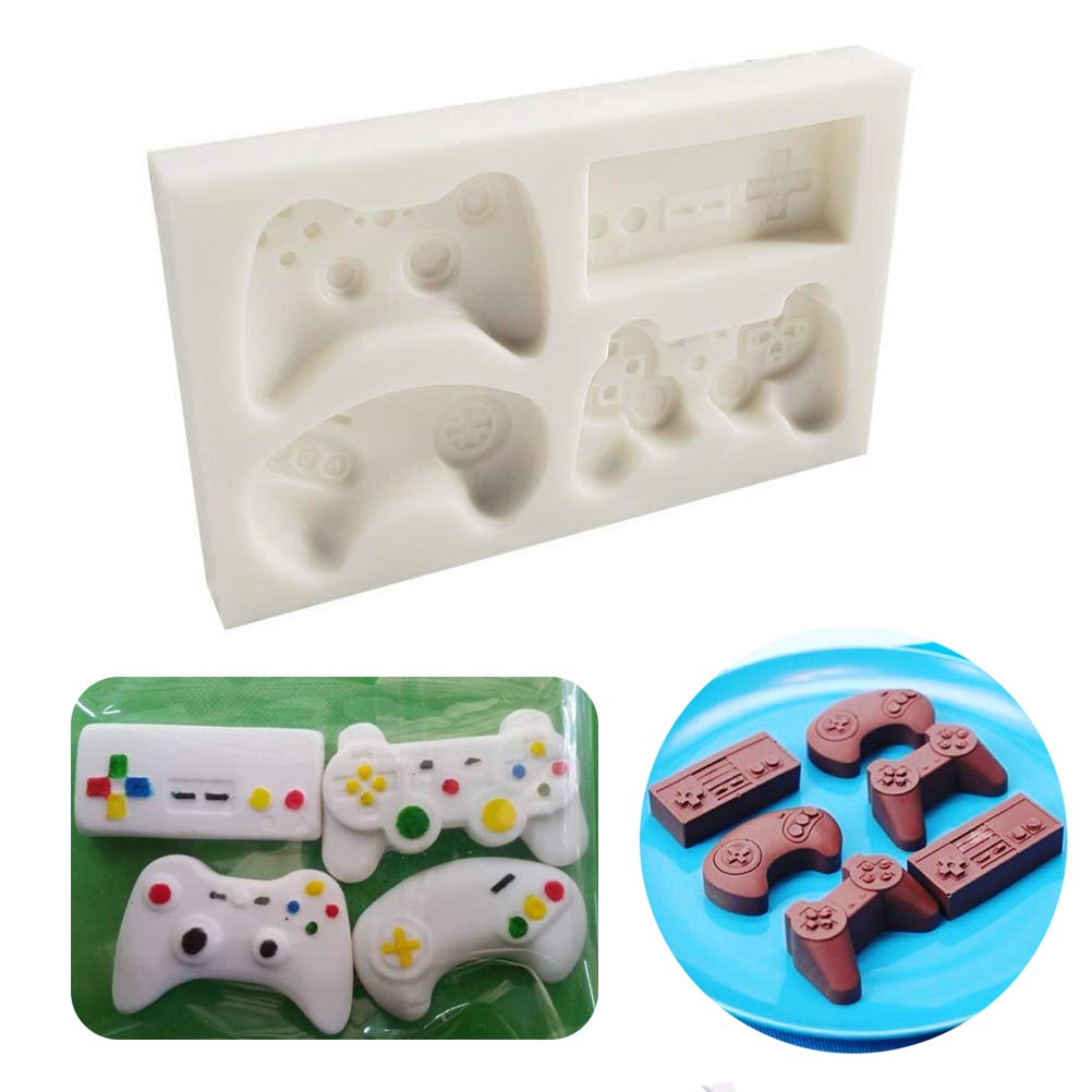 Hiparty 2Pcs Game Controller Cake Fondant Mold - Video Game Gamepad Silicone Chocolate Candy Mold For Cupcake Topper Decoration