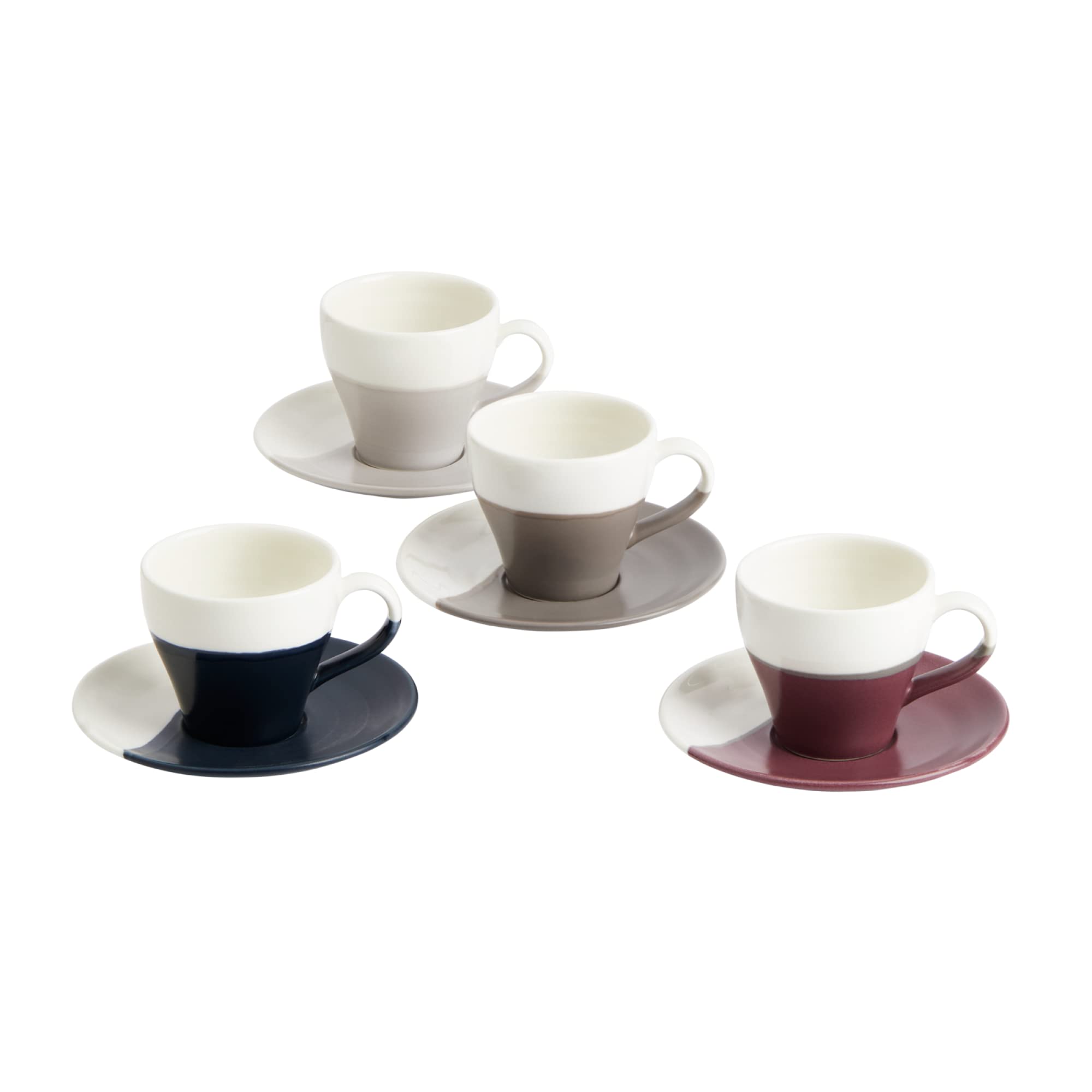 Royal Doulton Coffee Studio Espresso Set Of 4 Cup & Saucers, 4 Count (Pack Of 1), Mixed, 3.7Fl Oz