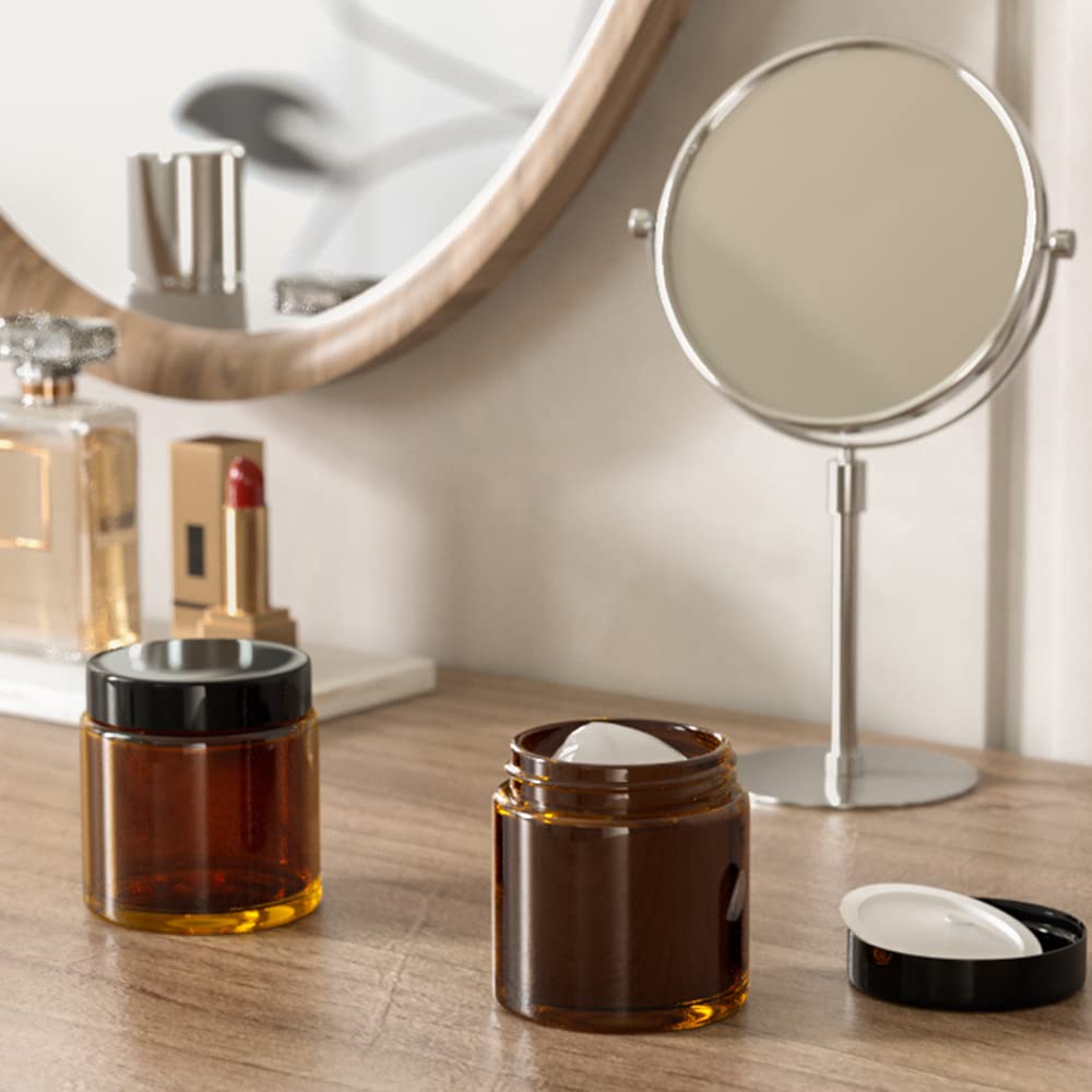 Amber Glass Jar With Lids, Tecohouse 4 Oz, 2 Oz And 1 Oz Glass Jars With Lids & Stickers, Reusable Travel Containers For Creams,
