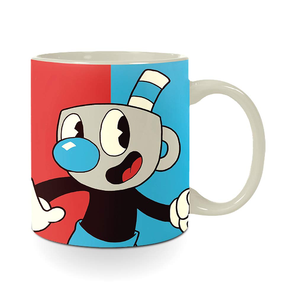 JUST FUNKY Cuphead & Mugman Coffee Mug [16 oz.] Ceramic Gamer Cup, Tea Mug, Hot or Cold Drinks