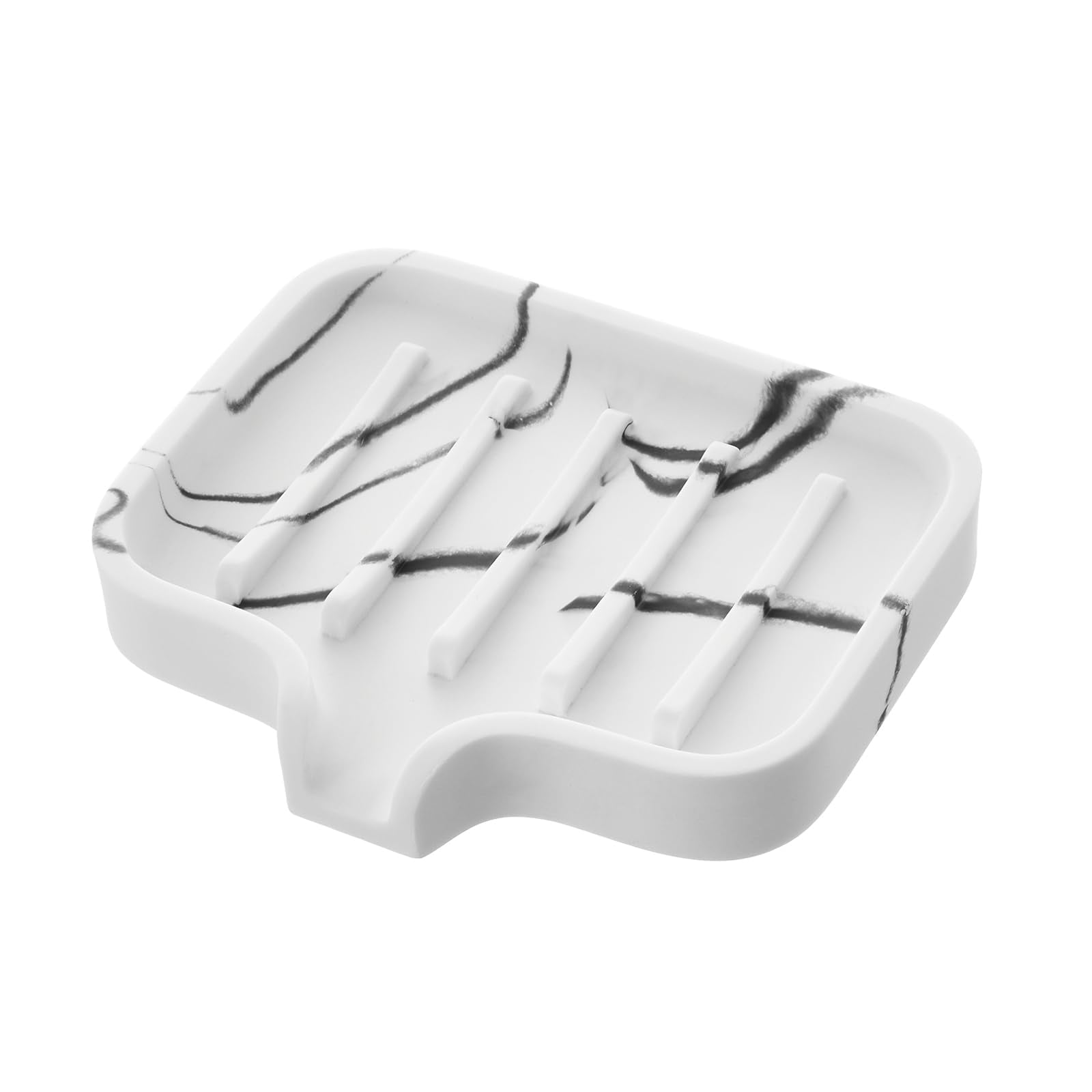 Iniunik Self Draining Soap Dish, Soap Holder With Marble Look, Resin Bar Soap Holder Shower Soap Saver Soap Dish For Shower, Bat