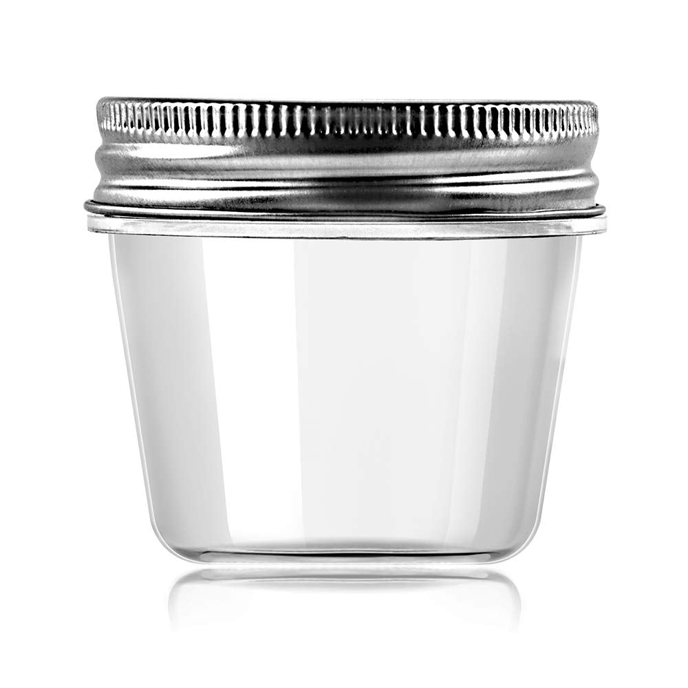 Novelinks 4 Ounce Clear Plastic Jars Containers With Screw On Lids - Refillable Round Empty Plastic Slime Storage Containers For