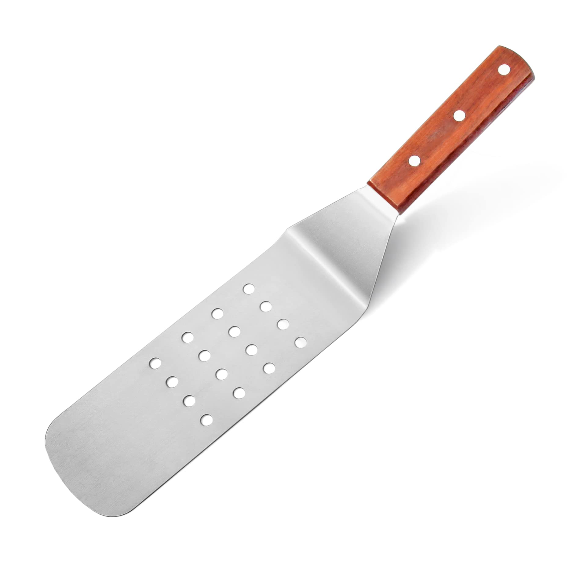 New Star Foodservice 36312 Wood Handle Flexible Grill Turner/Spatula, Perforated, 14.5-Inch