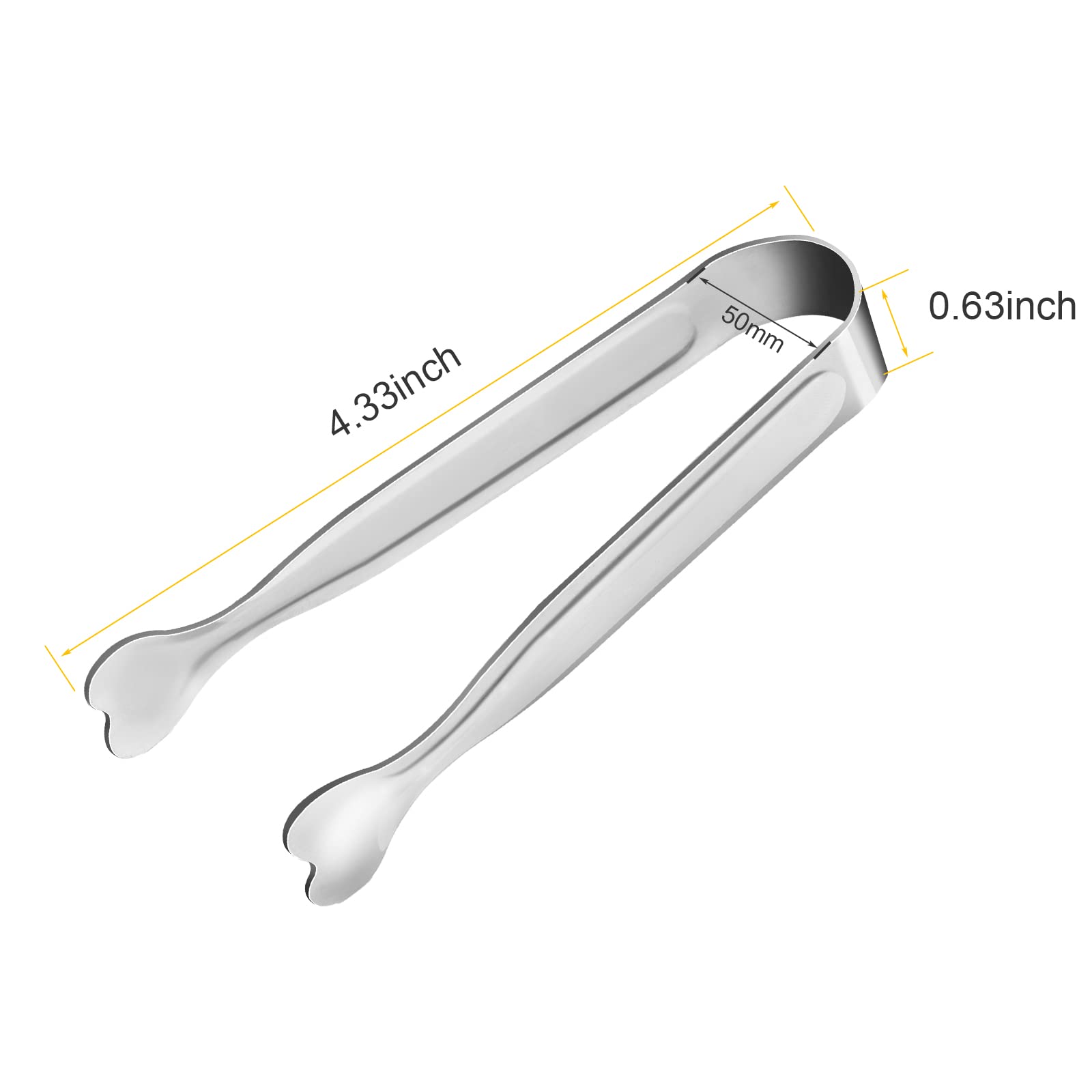 ANYTRP Mini Stainless Steel Serving Tongs - 4.3 Inch Silver Sugar & Ice Tongs for Coffee, Tea, and Desserts