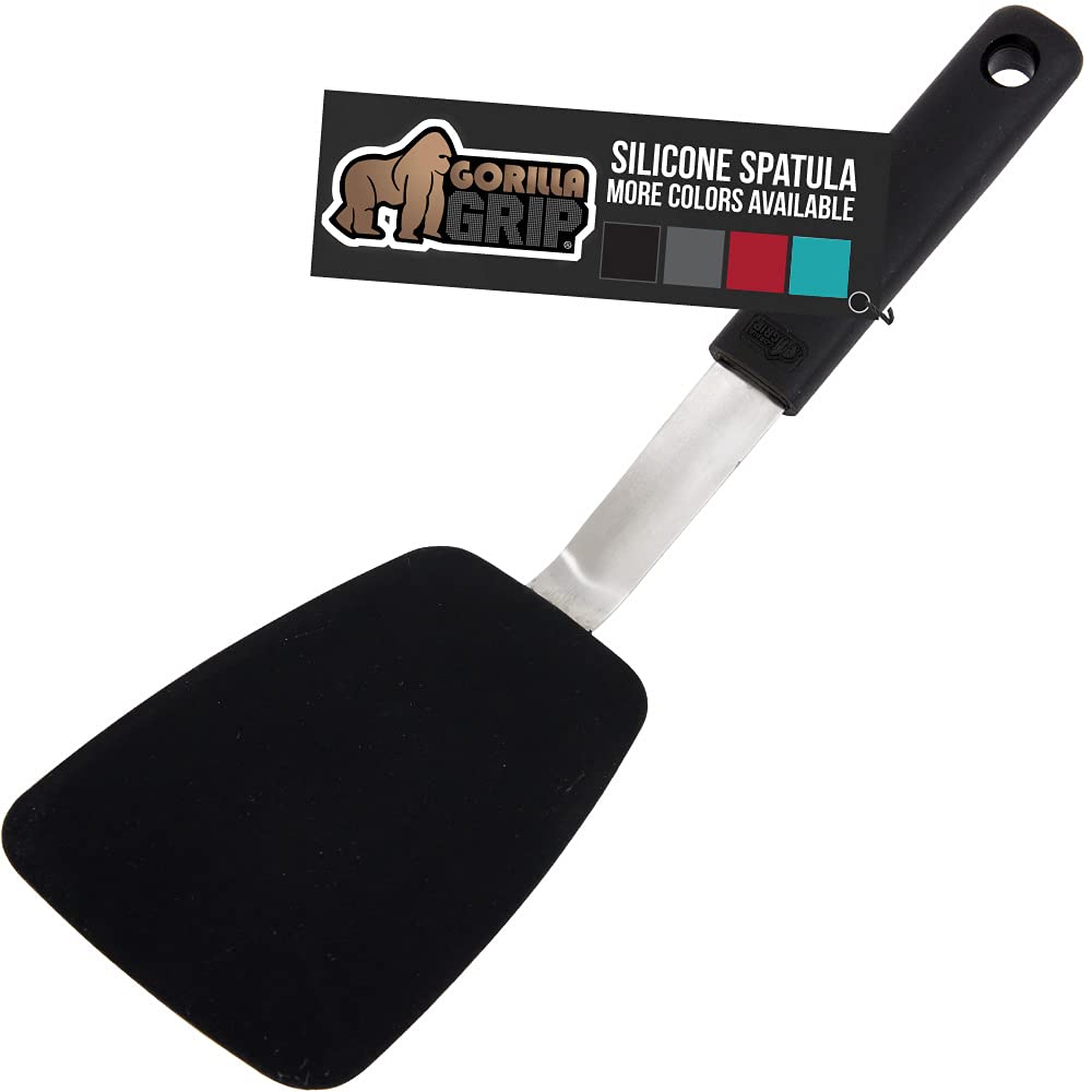 Gorilla Grip Nonstick Heat Resistant Bpa-Free Silicone Spatula, Non Scratch Flexible Head For Pans, Slip Resistant Soft Rubber H