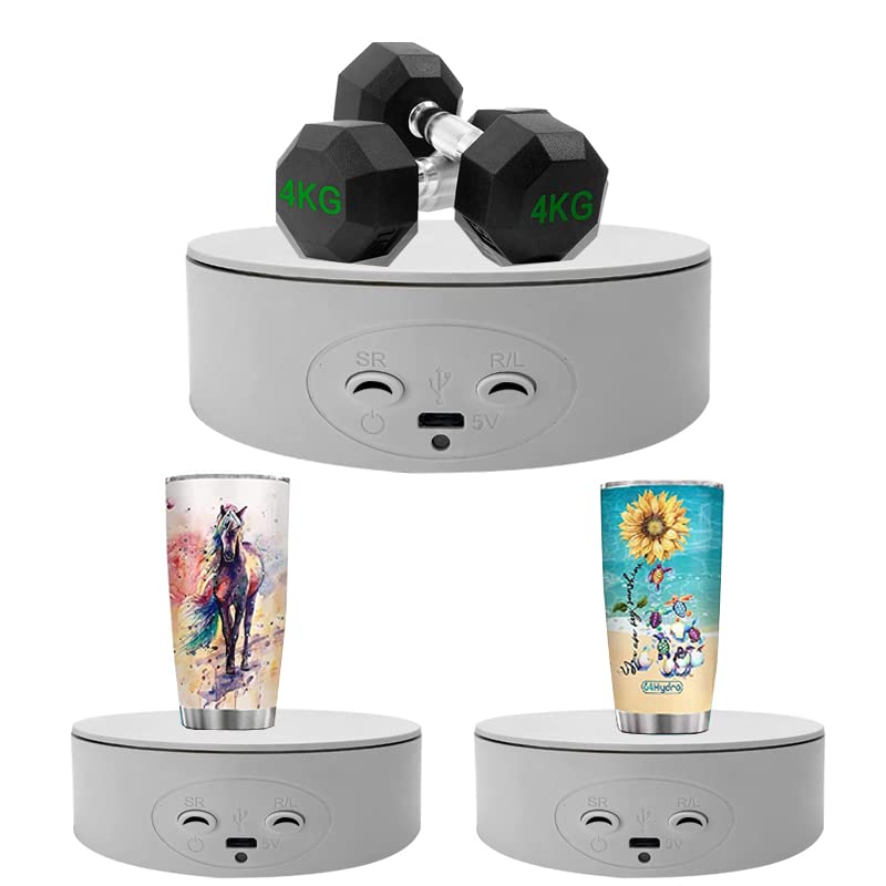 Zlmondee Rotating Display Stand ,5.2'' 4.4Lb Load Cup Display Stand Turner For Tumblers, Spinning Display Stand,Motorized Tumble
