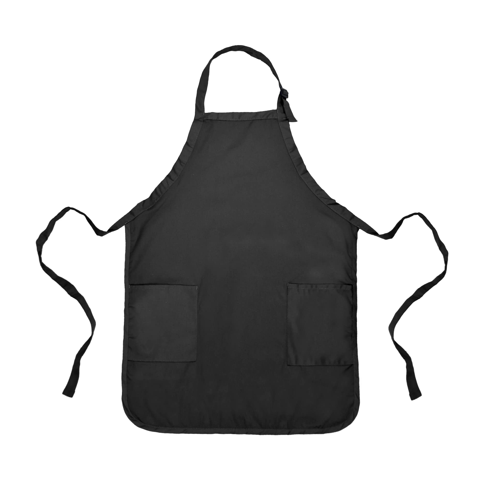 DALIX Apron Commercial Restaurant Home Bib Spun Poly Cotton Kitchen Aprons (2 Pockets) in Black