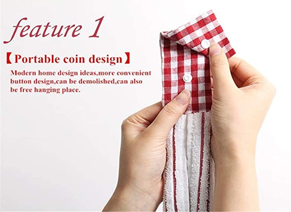 Vimeet 2 Pcs Kitchen Cotton Classical Striped Towel/Absorbent Towel/Hanging Towel/Hand Towel
