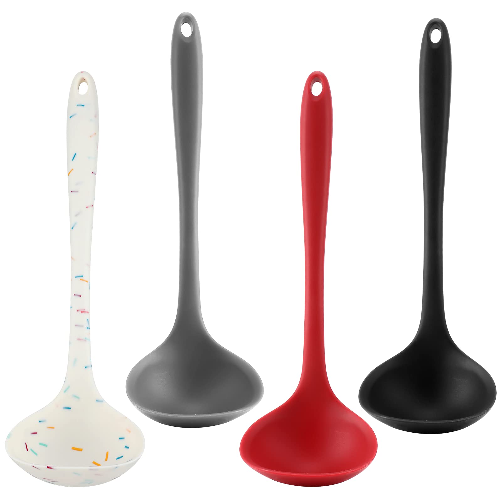 4 Pieces Silicone Ladles For Cooking - 4 Colors Middle Soup Ladle Spoon Heat Resistant Kitchen Ladle Spoons, Cooking And Serving