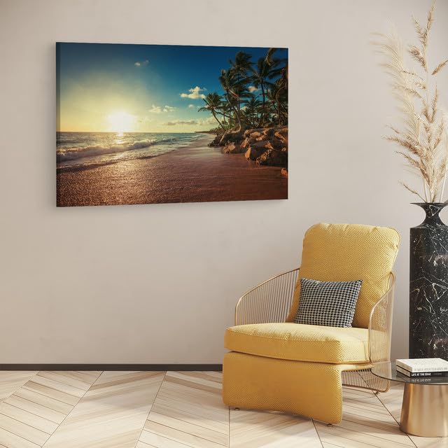 TRUECANVAS Sunrise Tropical Island Beach, Wooden Framed Canvas Paintings for Home Decor | Bedroom, Living Room,Wall Decoration |