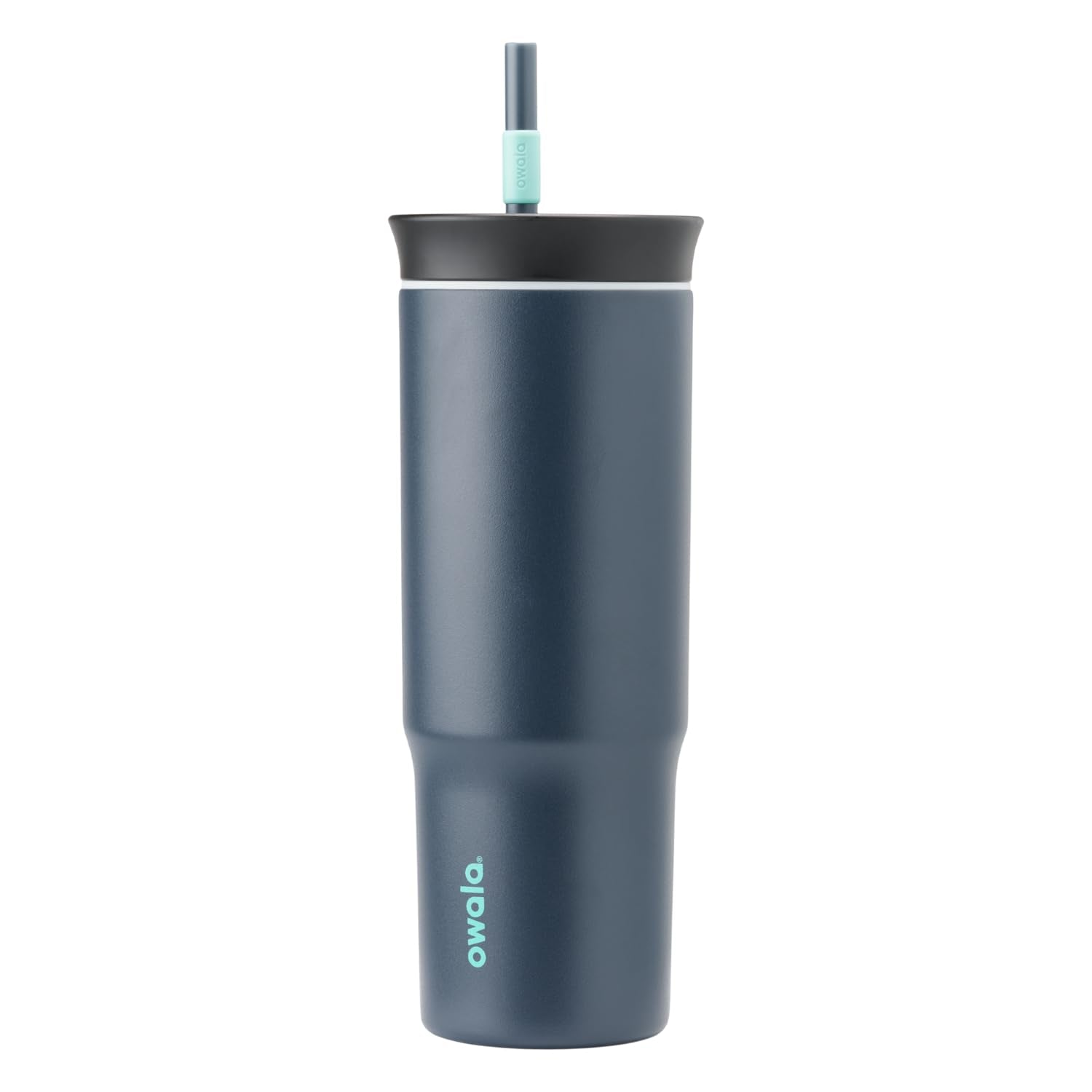 Owala Stainless Steel Triple Layer Insulated Travel Tumbler with Spill Resistant Lid and Straw, BPA Free, 24 oz, Black/Grey (Fog