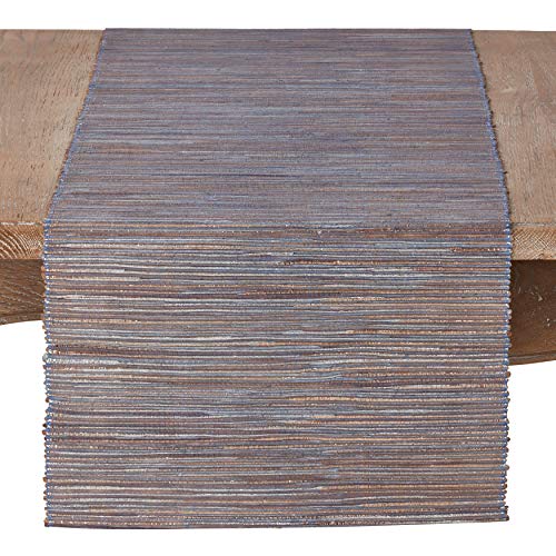 Saro Lifestyle 217.Bg1672B Melaya Collection Nubby Texture Woven Table Runner, 16'' X 72'', Blue-Grey