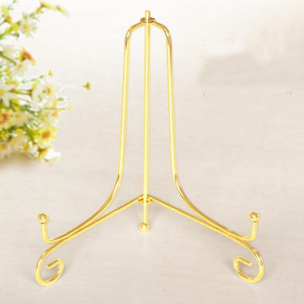 Vms India Iron Display Easel China Bowl Plate Tabletop Display Rack Holder Gold 4Inch