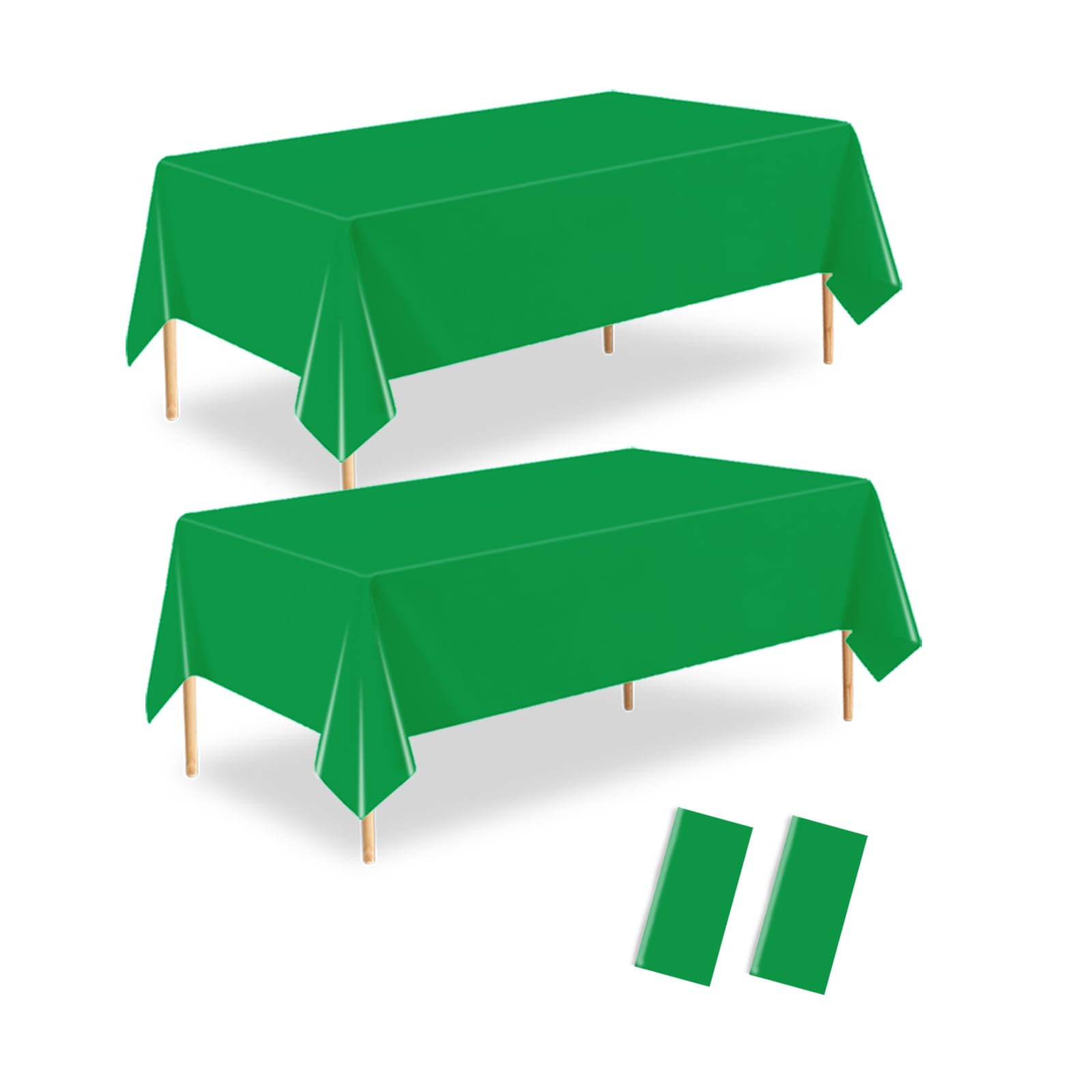 ZHIAXTON Green Plastic Table Cloth 2 Pack,54 X 108 Inch Disposable Rectangle Table Cover for Birthday Party,Wedding and Picnics