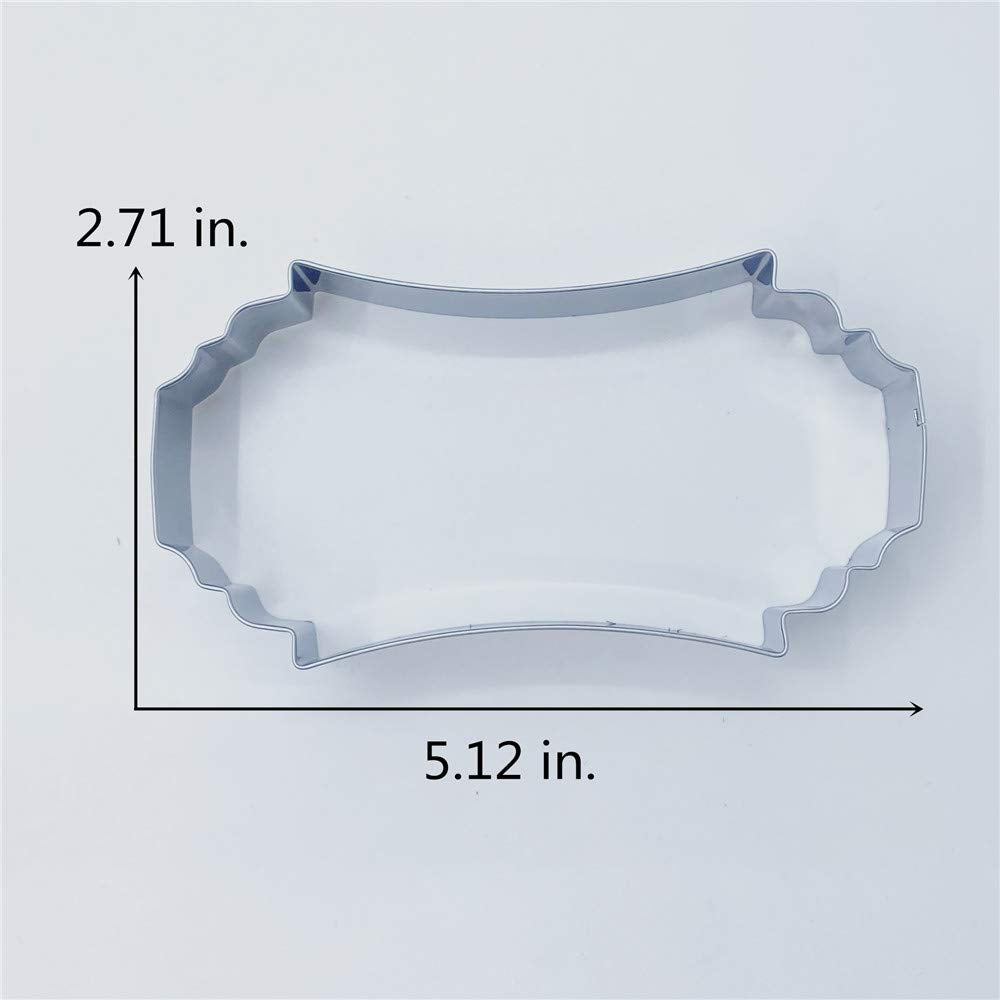 Liliao Fancy Plaque Cookie Cutter Frame Sandwich Fondant Biscuit Cutter - 5.1 X 2.7 Inch - Stainless Steel - By Janka