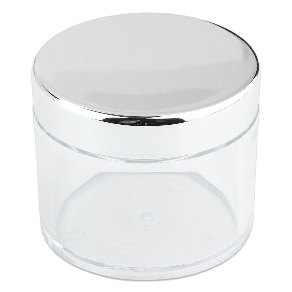 Beauticom 60 Grams/60 Ml (2 Oz) Round Clear Leak Proof Plastic Container Jars With Silver Lids For Travel Storage Makeup Cosmeti