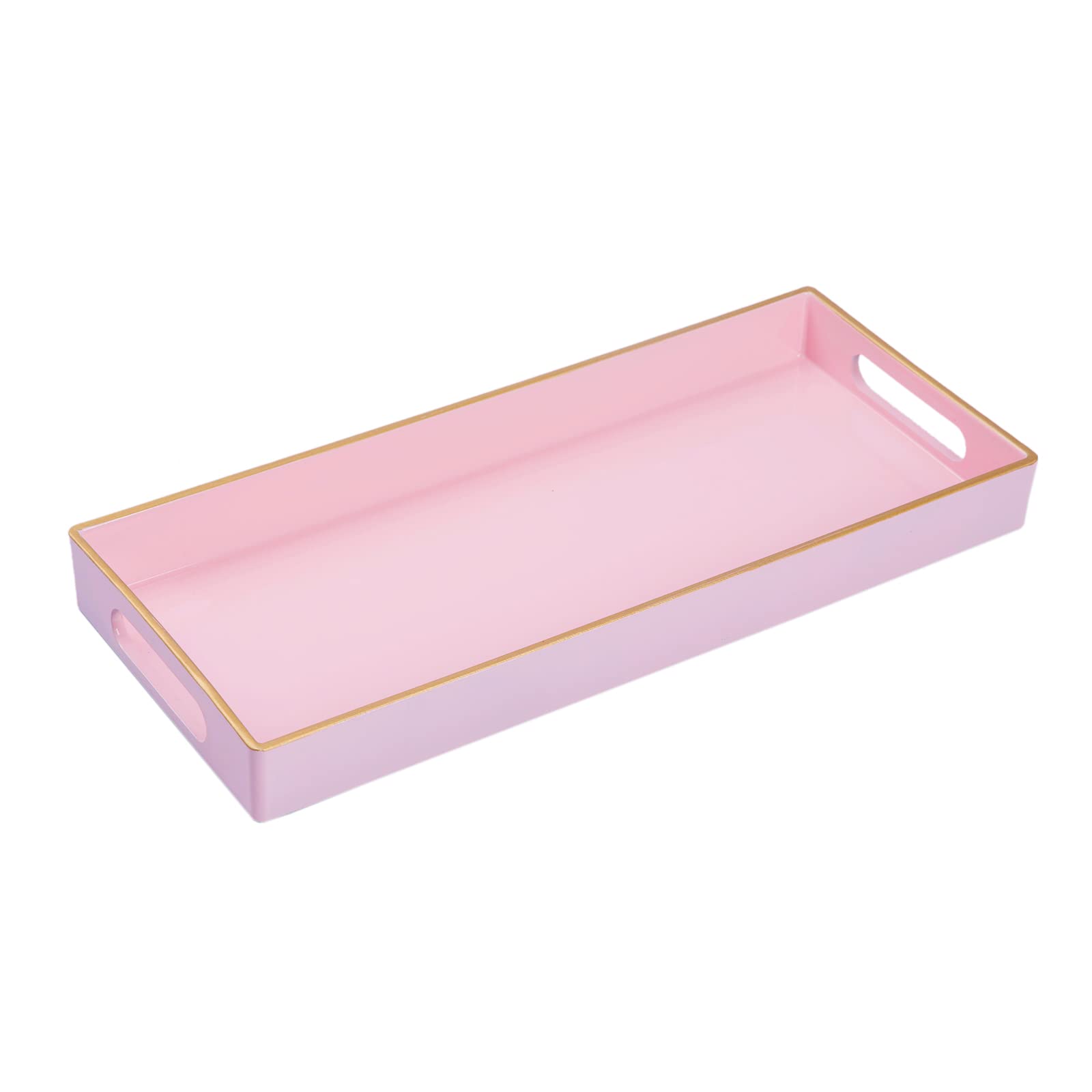 Maoname Pink Vanity Tray, Bathroom Counter Tray, Decorative Tray With Handles, Storage Dresser Tray Organizer For Perfume, Jewel