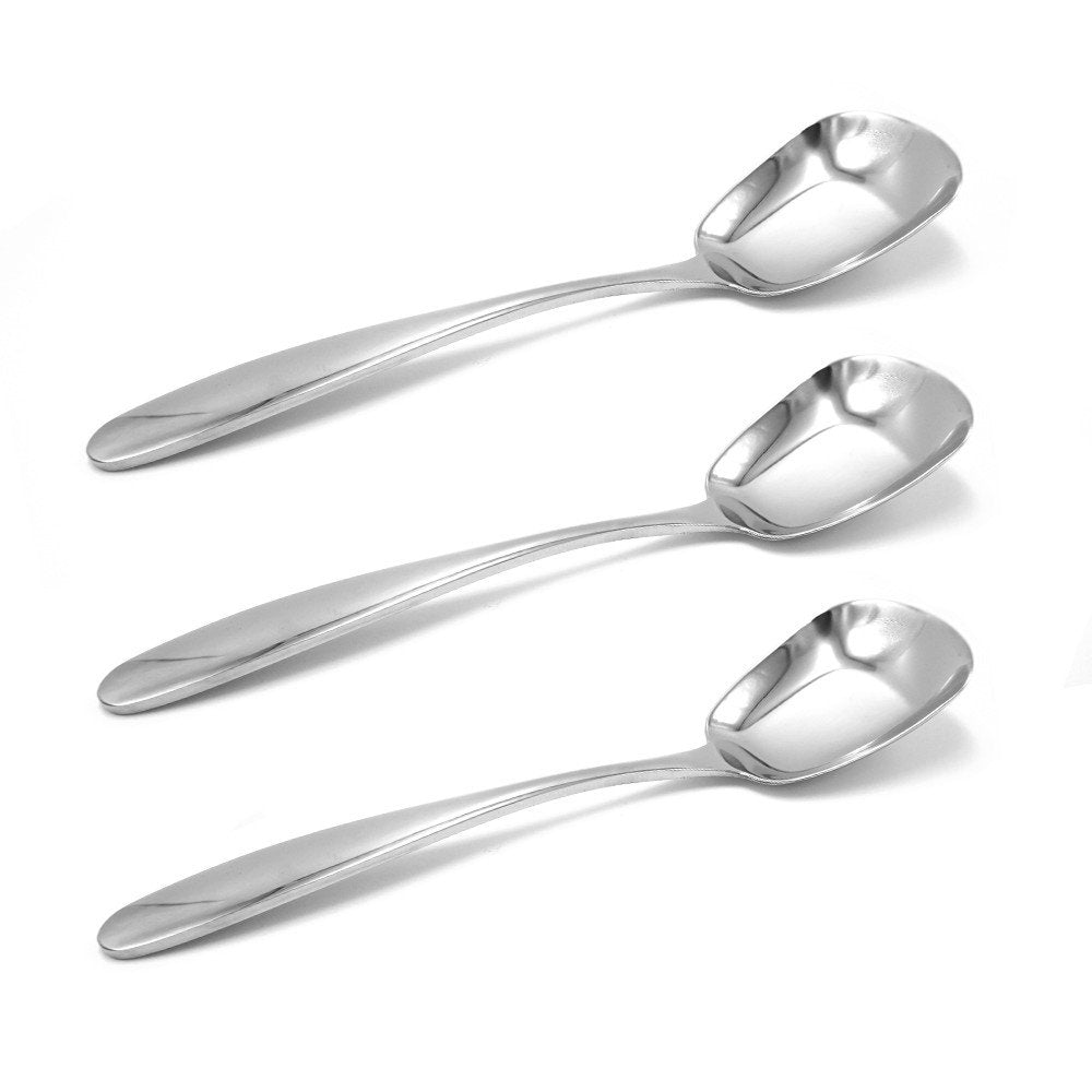 Ercrysto Stainless Steel Soup Spoons,Table Spoons,Dinner Spoons,Rice Spoons,Special Square Design,Mirror Polish,Middle Size(6.77