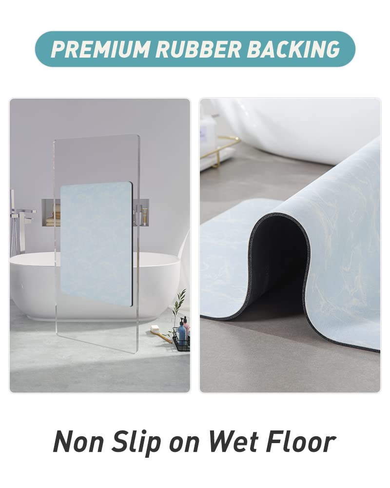 COCOER Bath Mat-Bathroom Mat Bathroom Rug Absorbent Stain Resistant-Non Slip Quick Dry Bath Mats for Bathroom-Bathmat Rubber Backed Bath Rug for Bathroom Light Blue 17?x27?