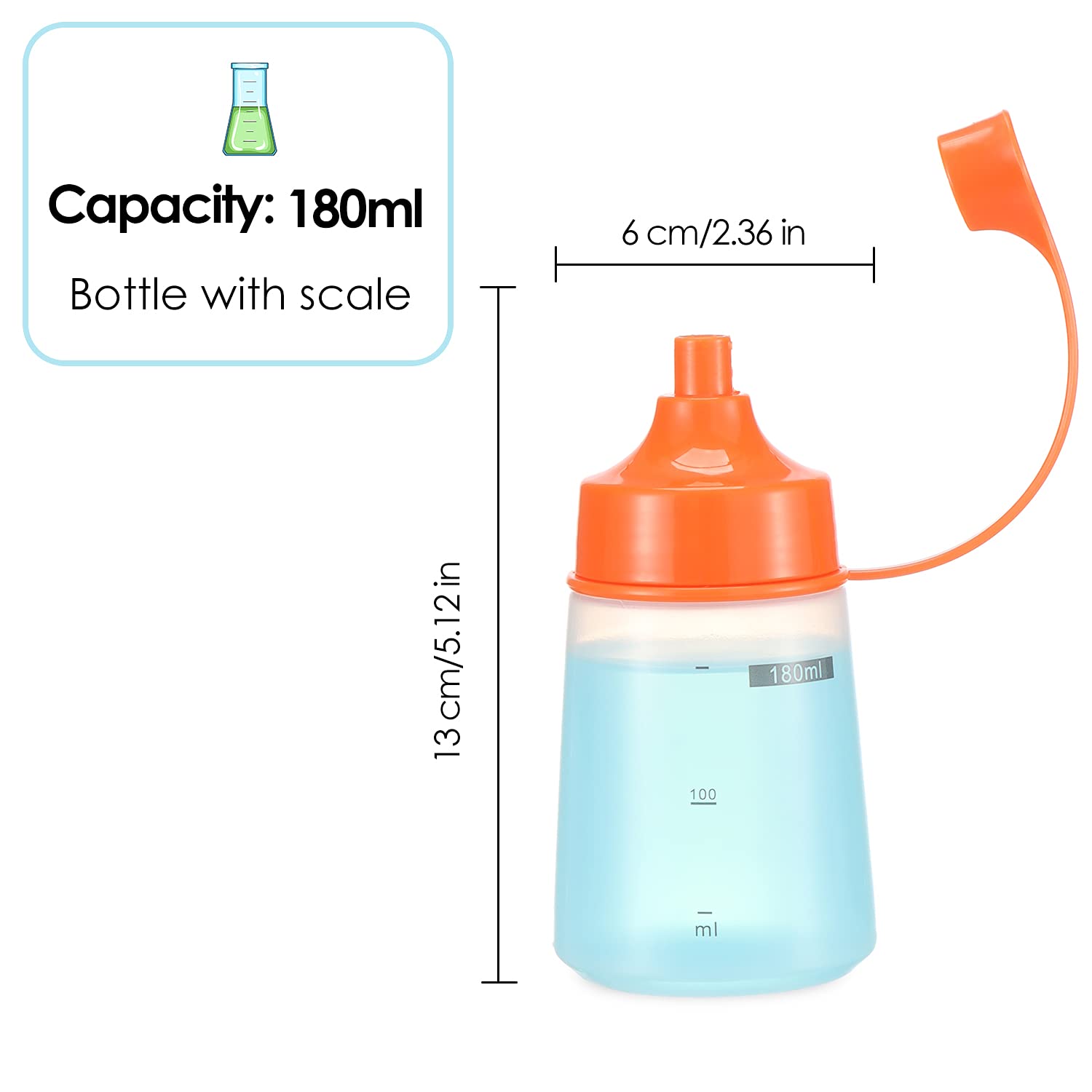 Ondiomn Condiment Squeeze Bottle Wide Mouth, 2 Pack 180Ml Empty Reusable Squeeze Bottles For Honey,Batter,Catsup,Onion,Resin,Bak