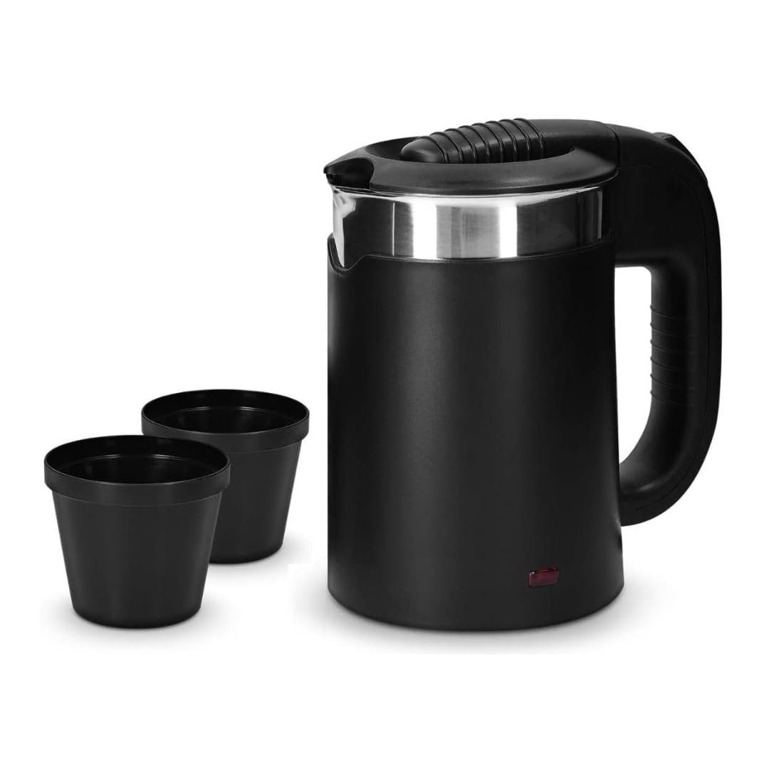Gionee Stainless Steel Brings 0.5Ltr Double Wall Portable Steel Body Small Size Electric Kettle For Water/Tea/Coffee/Milk/Noodle