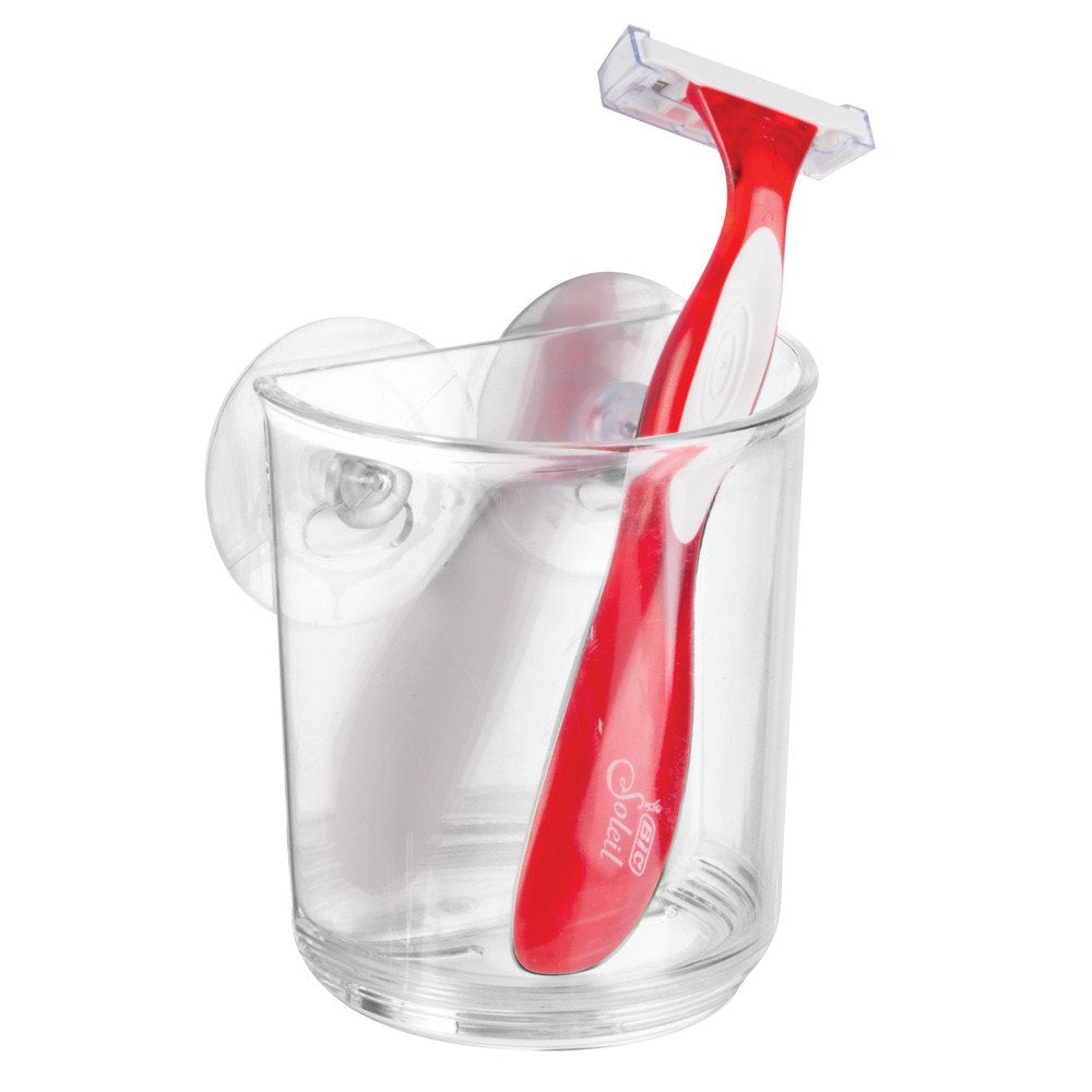 iDesign Plastic Suction Tumbler Cup - Clear Bathroom Organizer, 3"x2"x3.5", Pack of 1, Model 20400