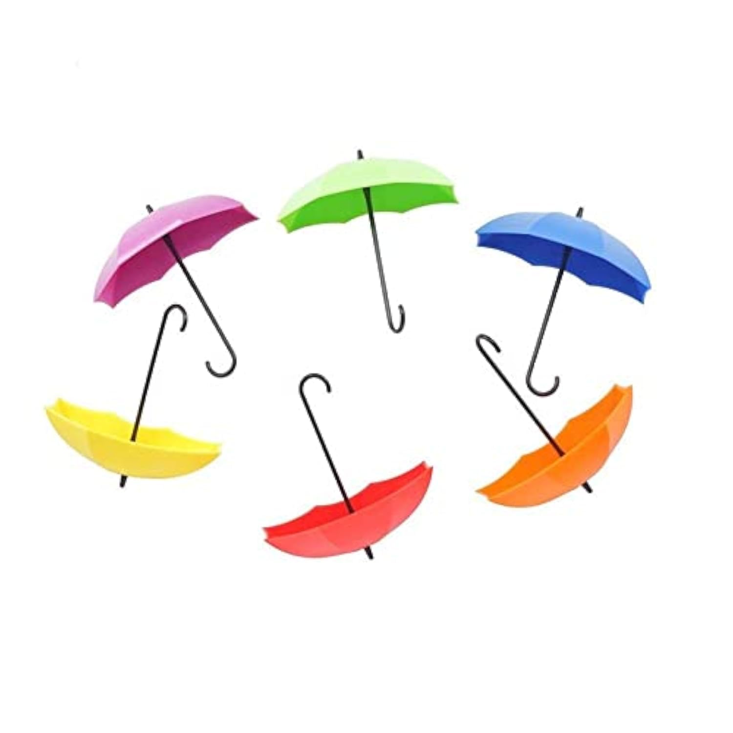 Lishonn Plastic Multipurpose Umbrella, Key, Hat Holder Wall Hanging Hook (11X3X6Cm,Multicolor)  Set Of 06