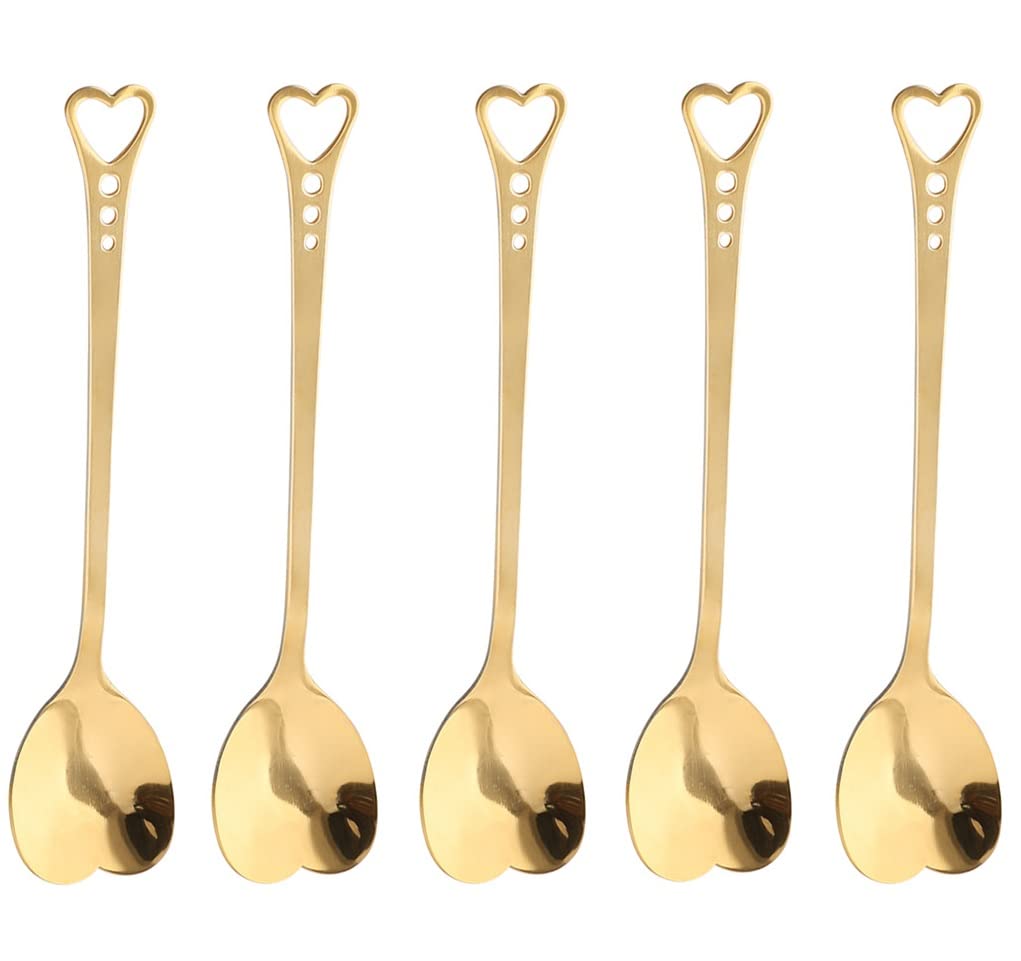 10-Piece Heart-Shaped Stainless Steel Dessert Spoon Set For Home, Restaurant, Cafe, And Bar - Elegant Design, Multi-Functional U