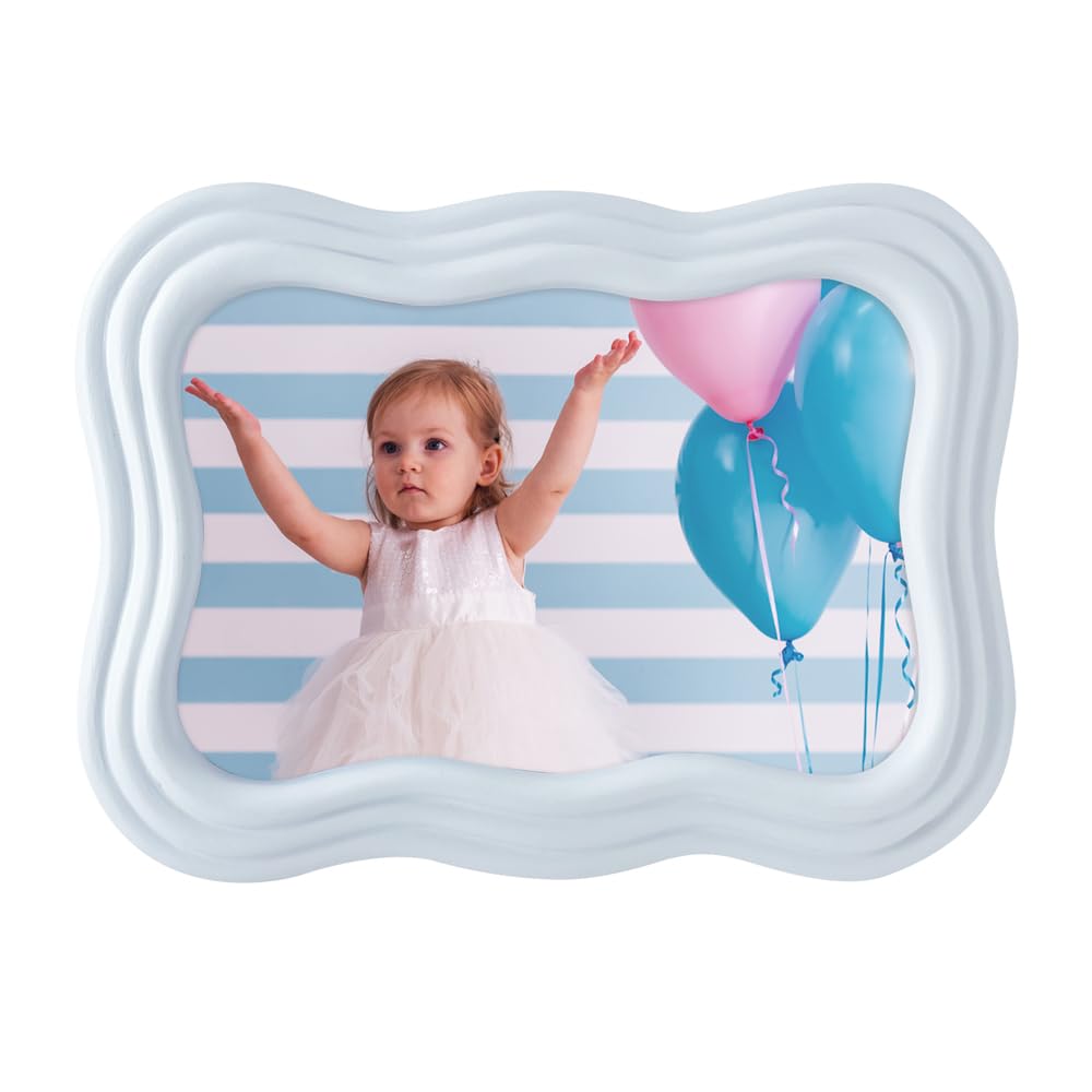 Isaac Jacobs 4x6 Matte Ligh Blue Curved Deco Frame for Tabletop and Wall Display, Decorative Art, Design, Home D  cor, Gift (4x6