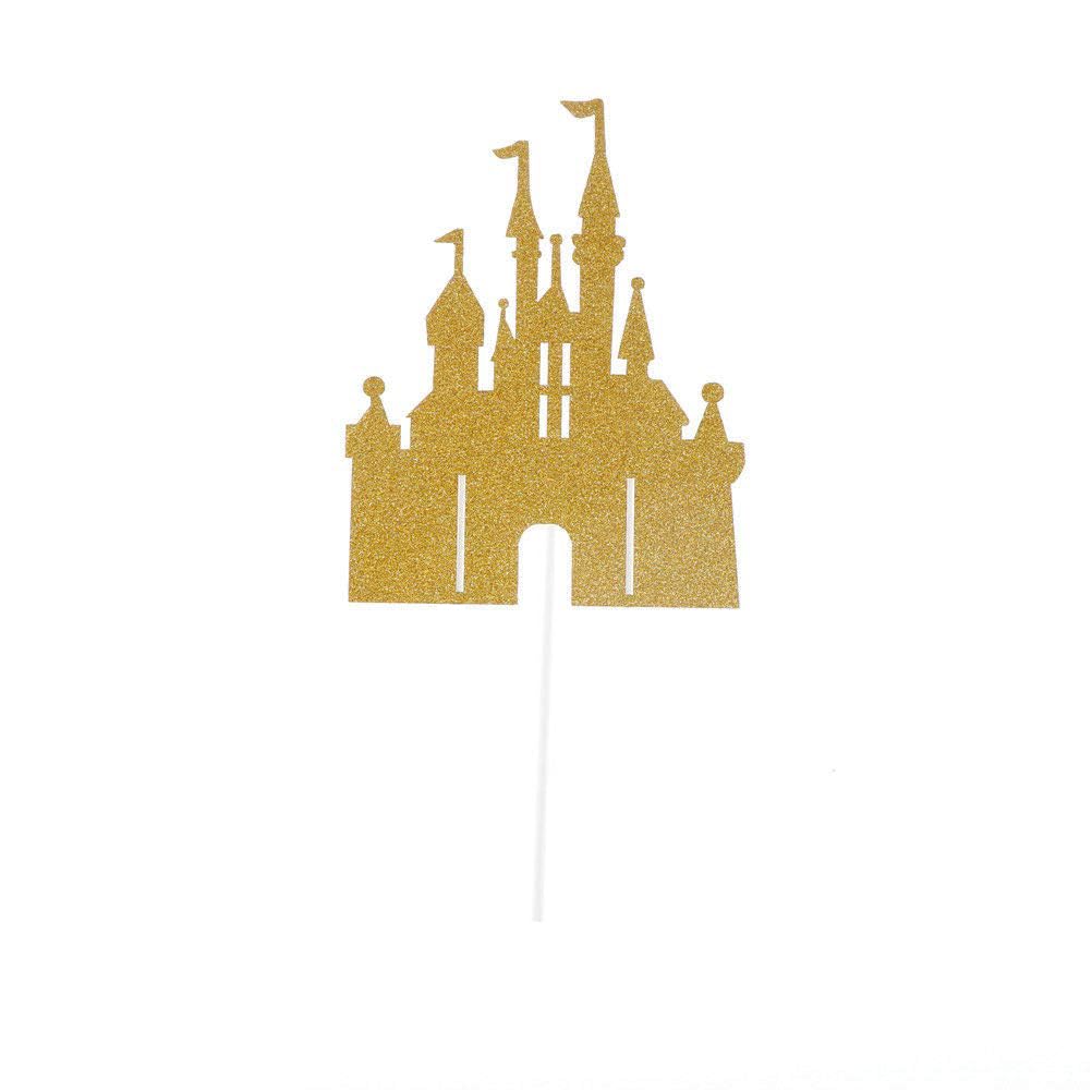 Flairs New York Happy Birthday Decorations Cake Toppers Party Props (Pack Of 1 Cake Topper, Gold Glitter Princess Castle)